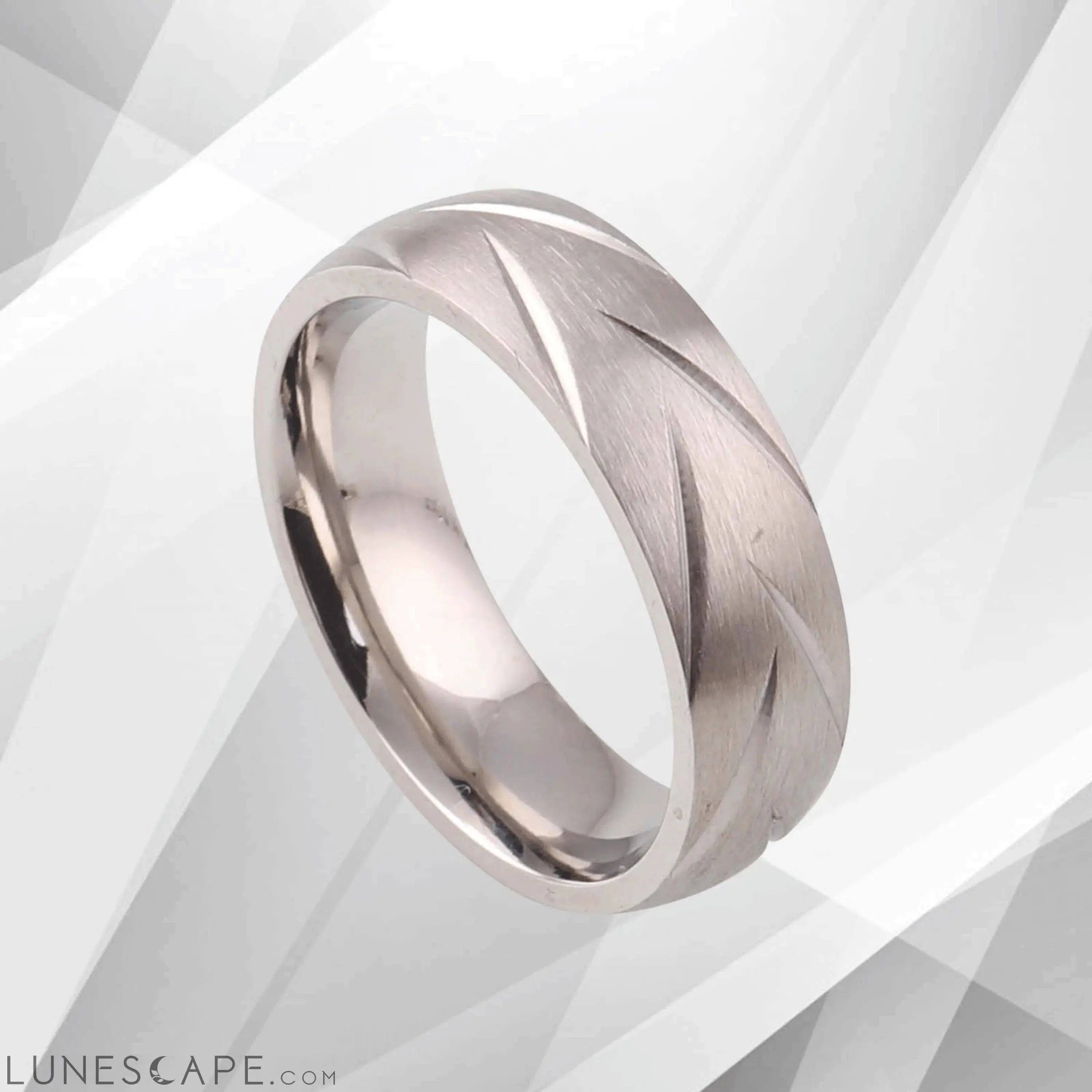 6mm Tungsten Wedding Engagement Anniversary Band Ring 18Ct White Gold LUNESCAPE