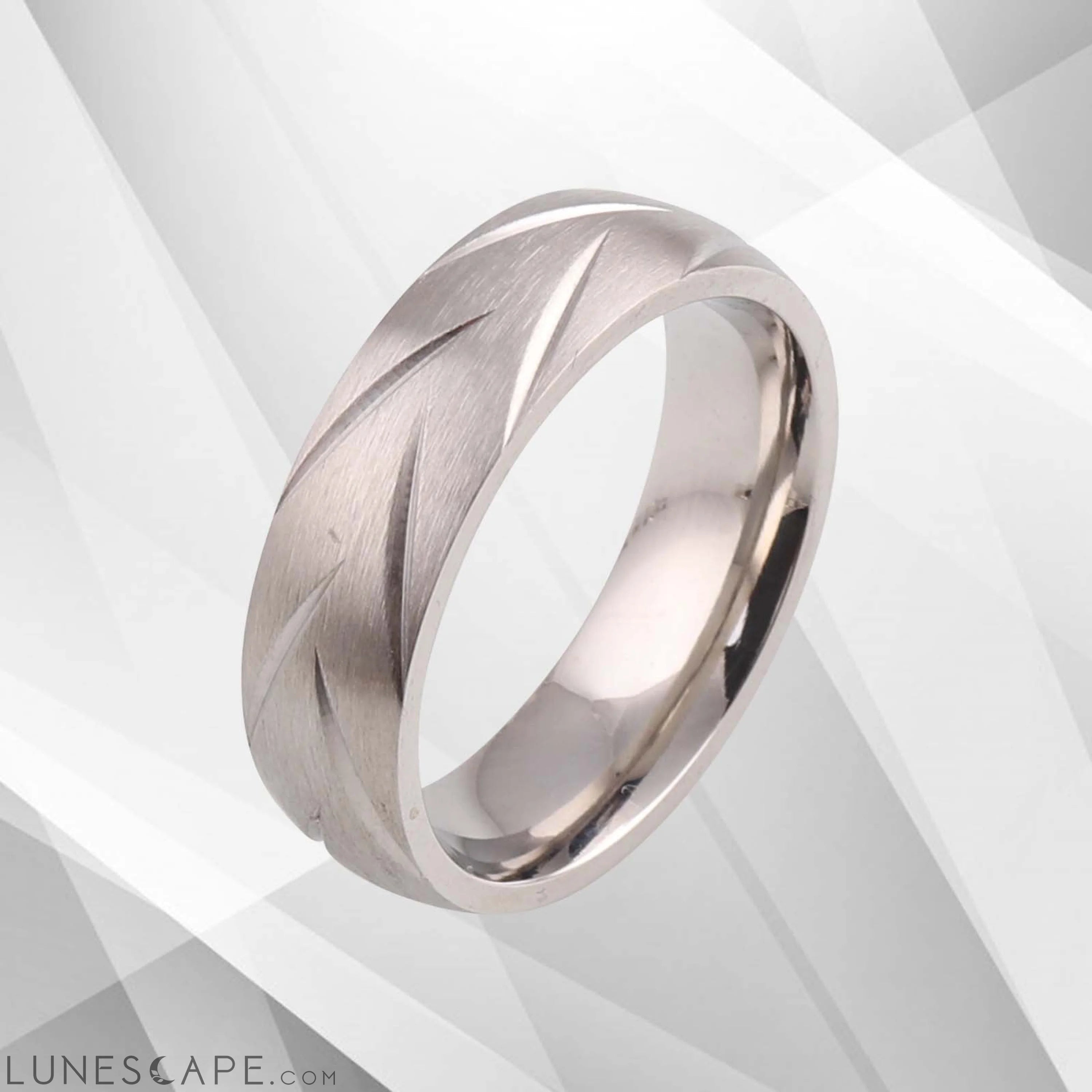 6mm Tungsten Wedding Engagement Anniversary Band Ring 18Ct White Gold LUNESCAPE