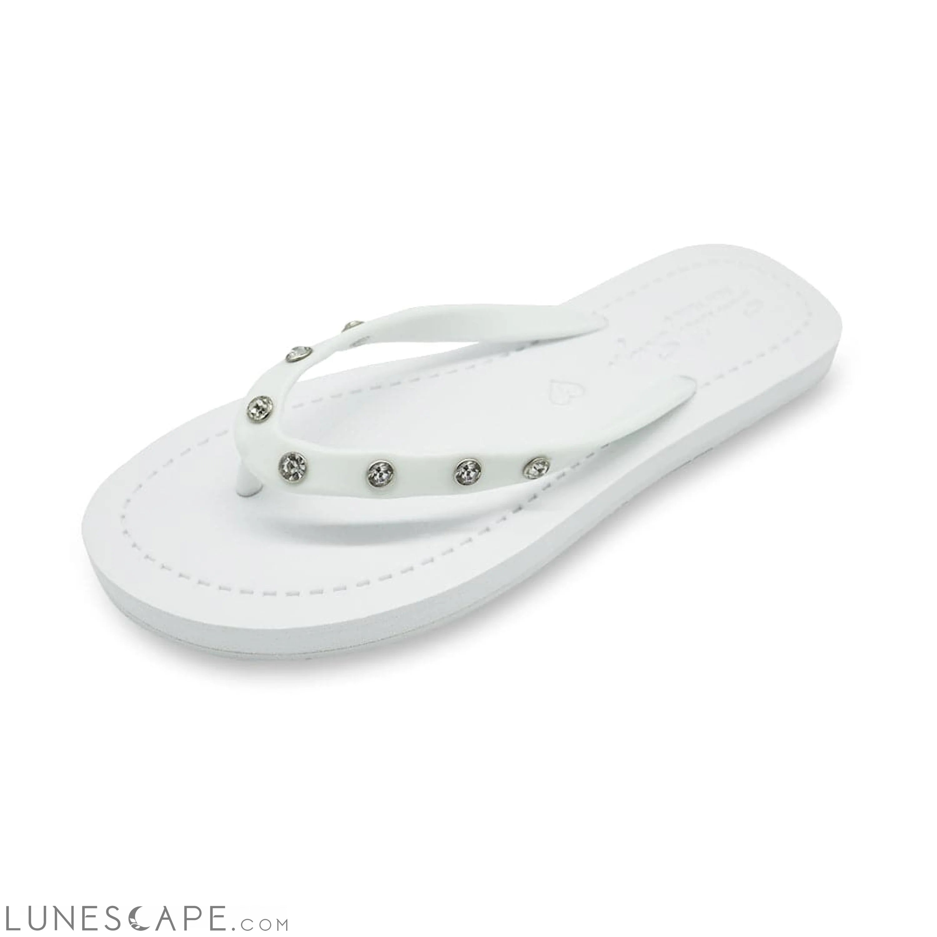 7 Rhinestone Studs - Crystal Rhinestones Embellished Flat Flip Flops Sandal LUNESCAPE