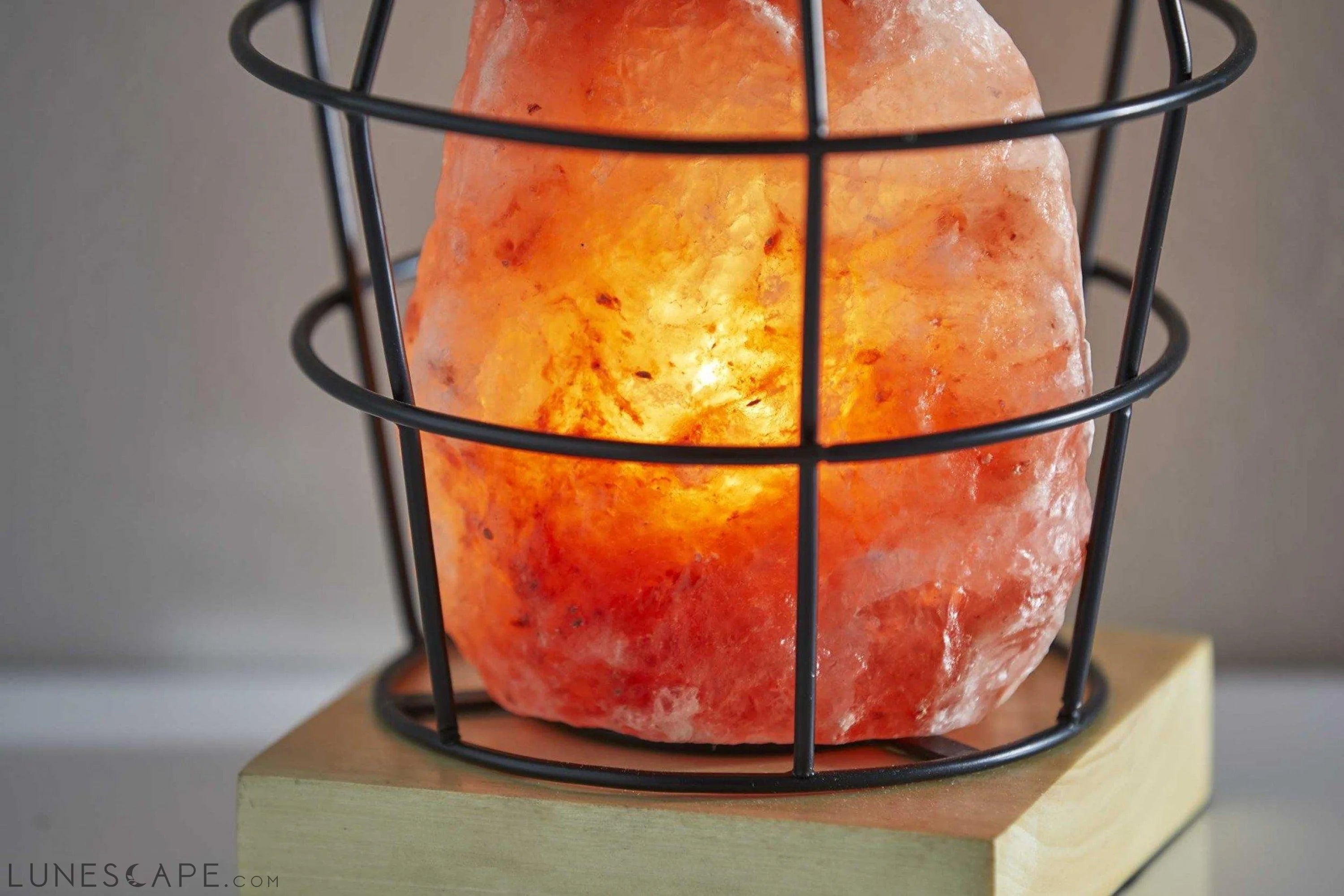 7" X 7" X 8" Black Metal Himalayan Salth Table Lamp LUNESCAPE