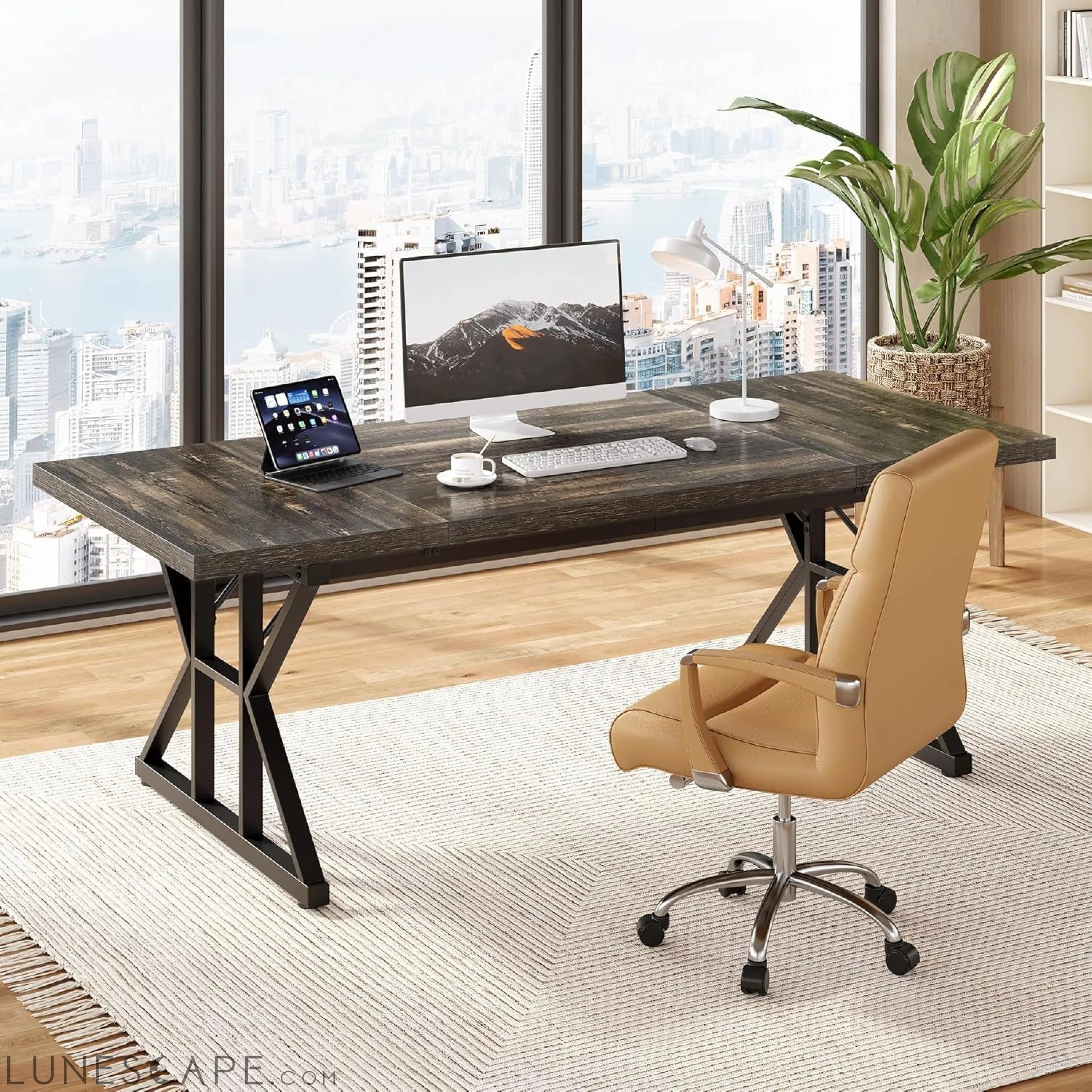 70.8-Inch Large Executive Desk, Extra Long Computer Office Desk LUNESCAPE