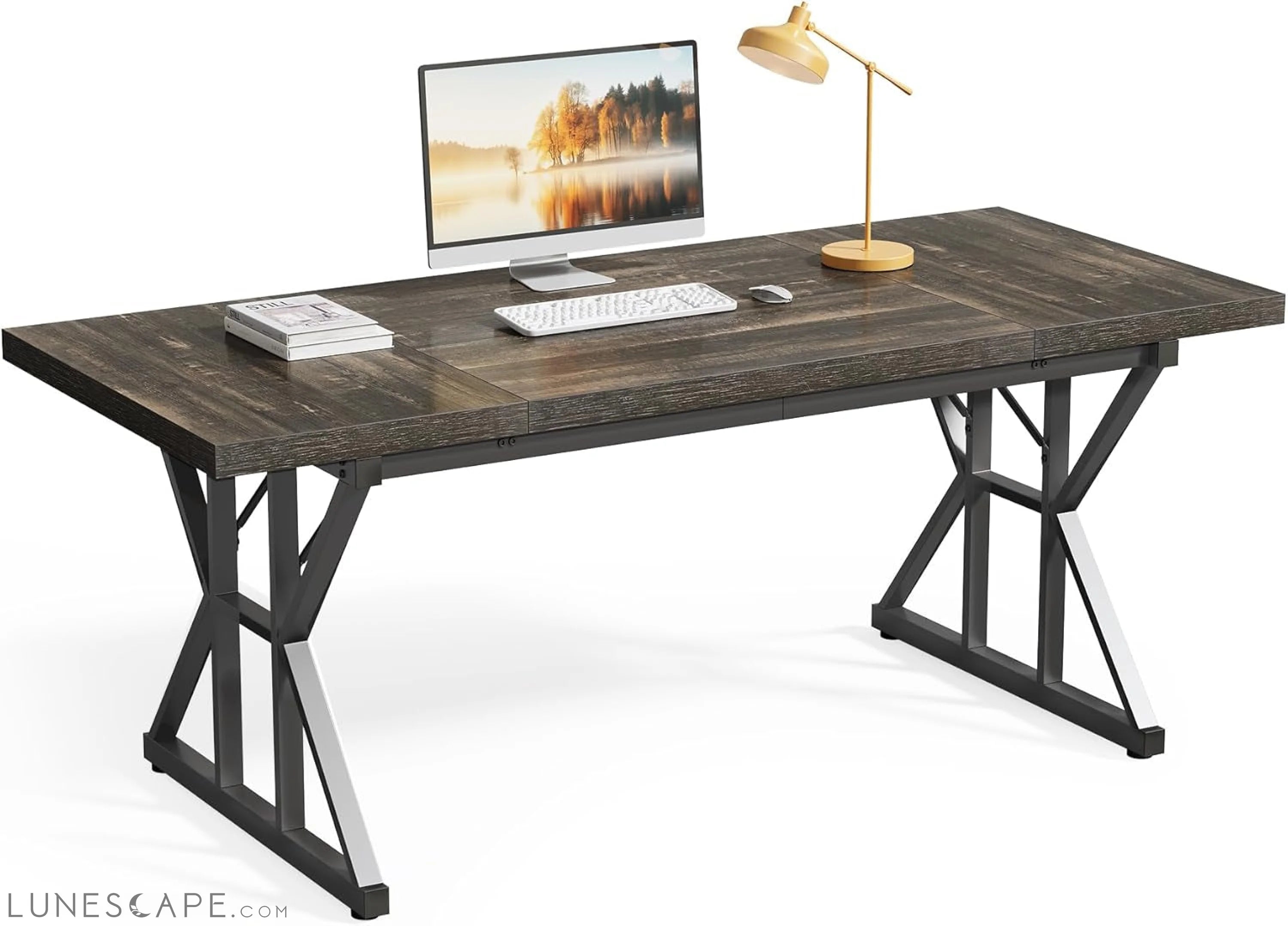 70.8-Inch Large Executive Desk, Extra Long Computer Office Desk LUNESCAPE