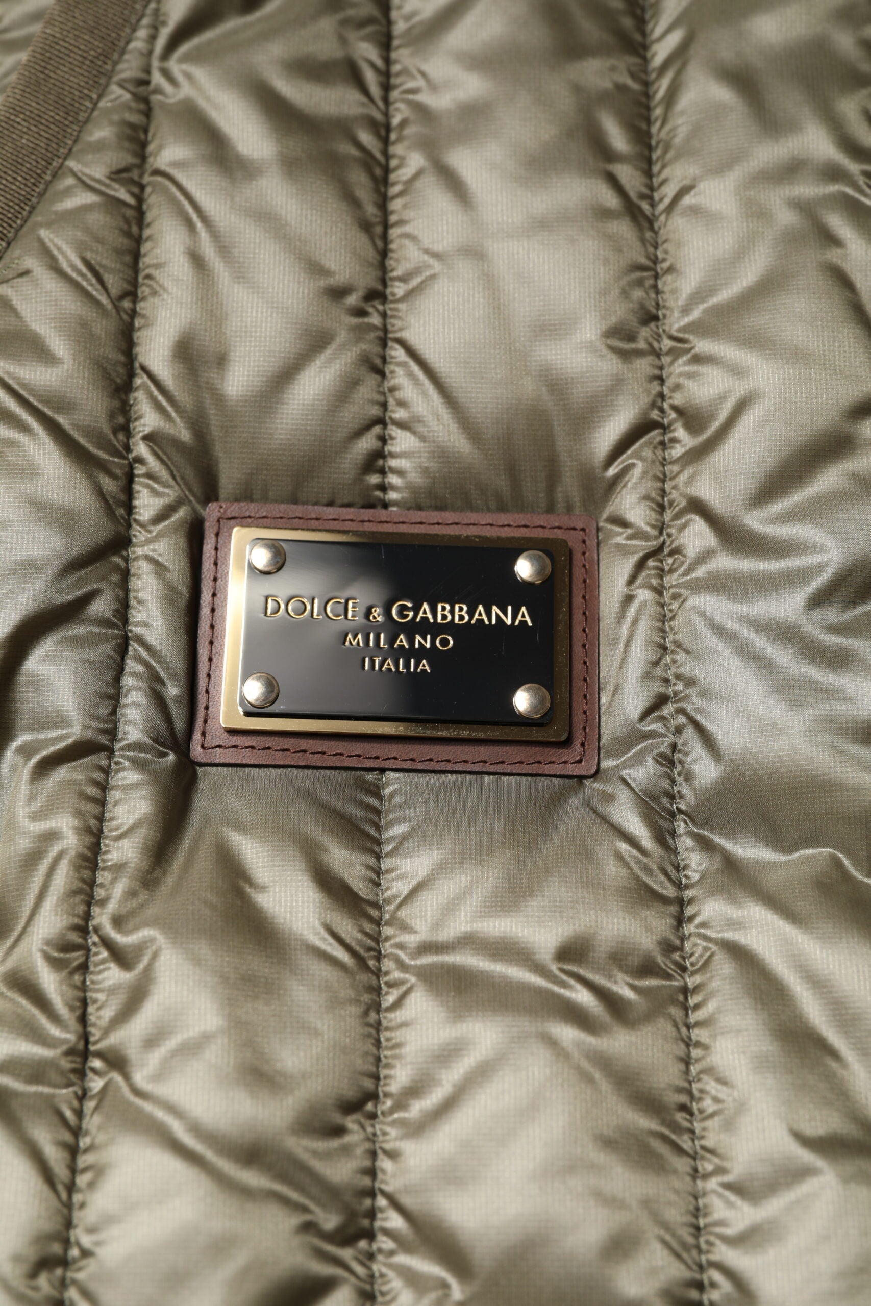 Dolce & Gabbana Brown Logo Plaque Quilted Vest LUNESCAPE