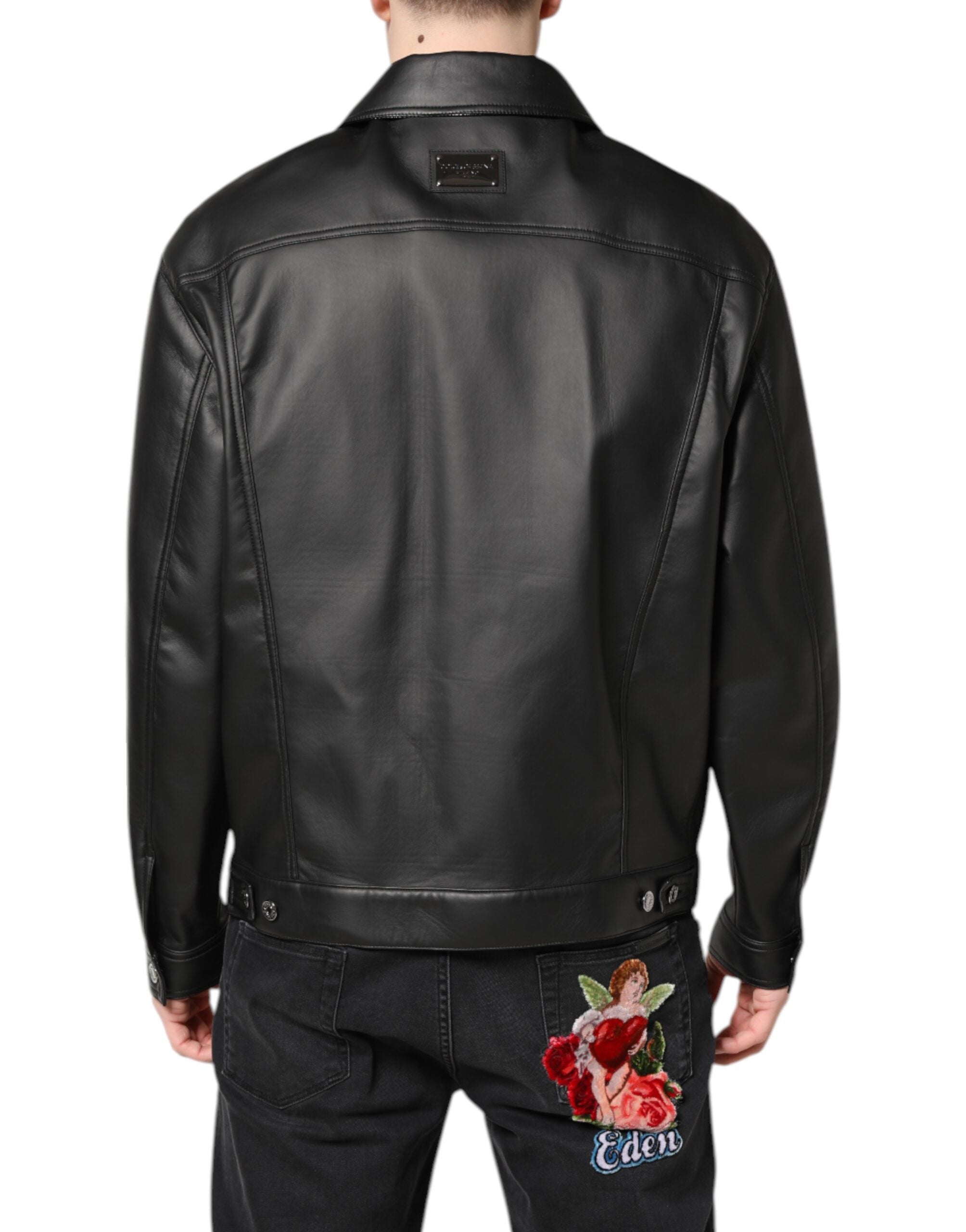 Dolce & Gabbana Black Button Down Biker Jacket