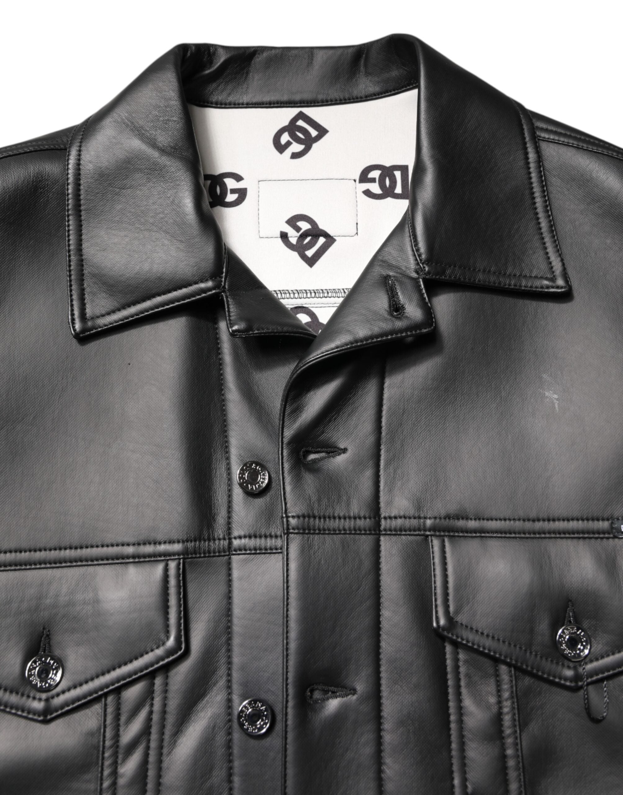 Dolce & Gabbana Black Button Down Biker Jacket