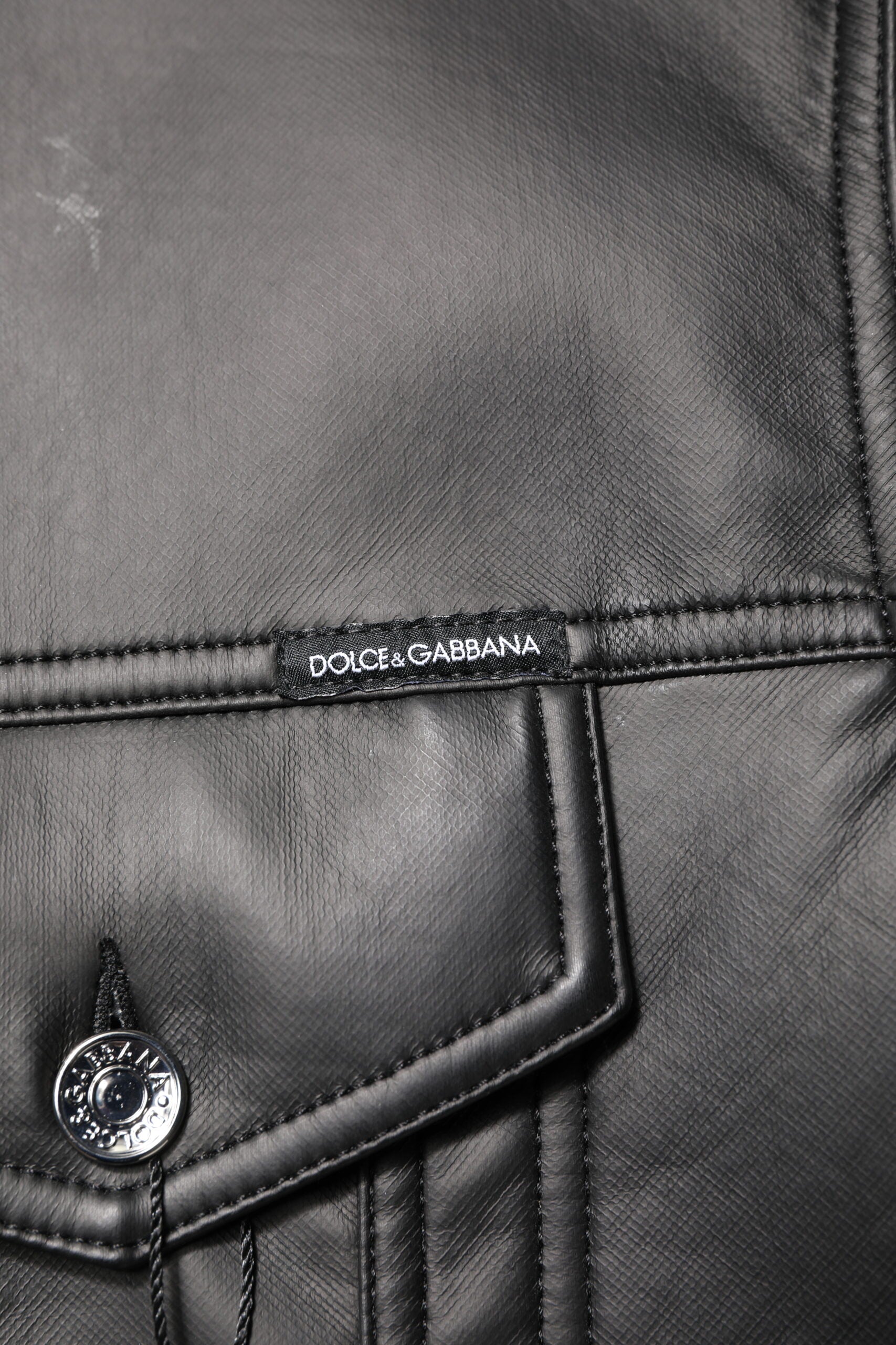 Dolce & Gabbana Black Button Down Biker Jacket