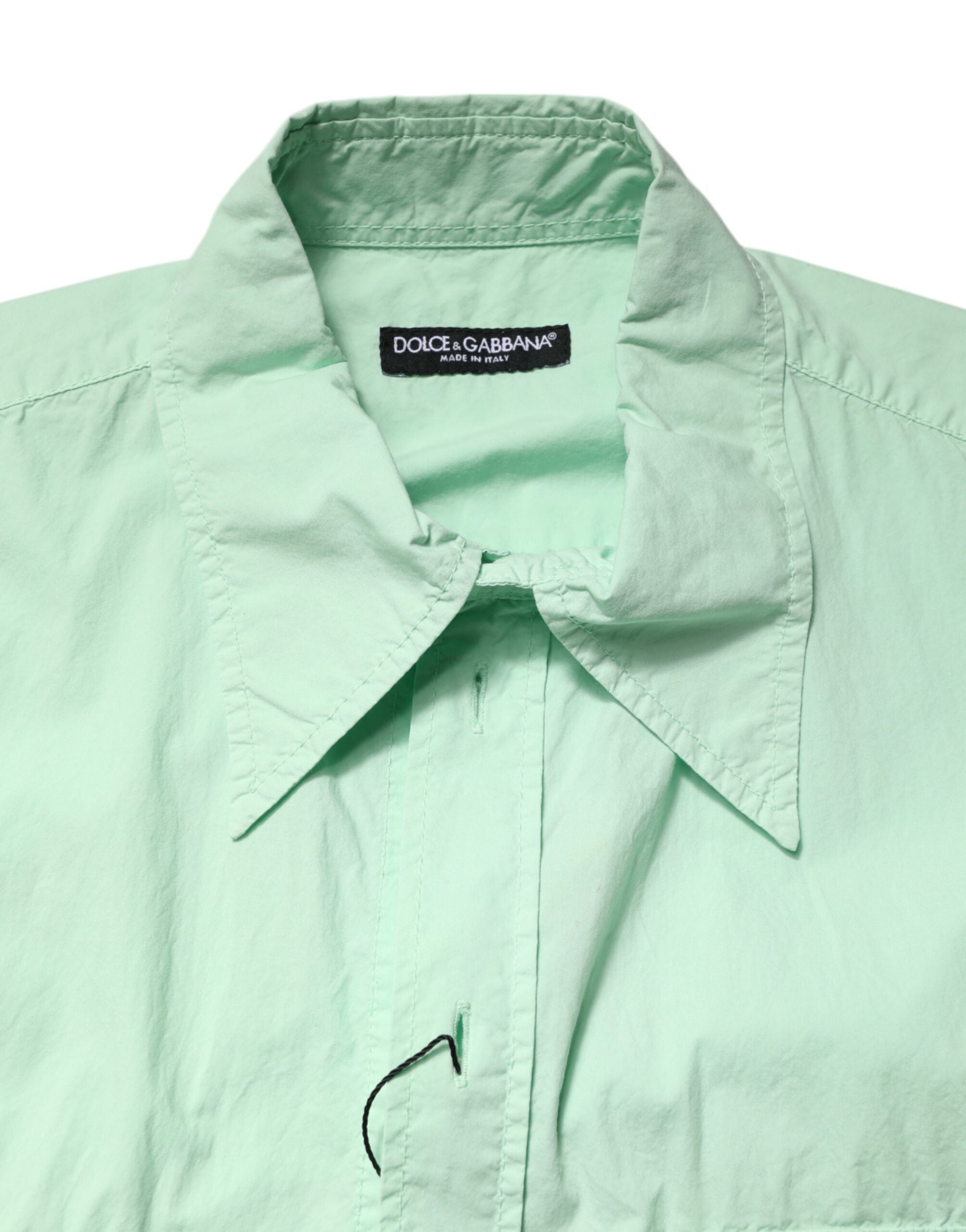 Dolce & Gabbana Green Cotton Short Sleeves Men Casual Shirt