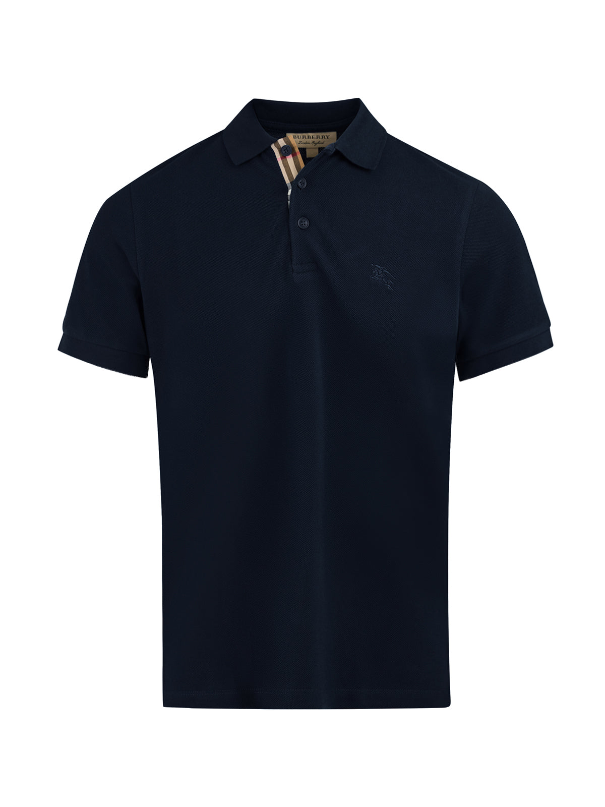 Burberry Navy Blue Cotton Collared Polo Shirt LUNESCAPE