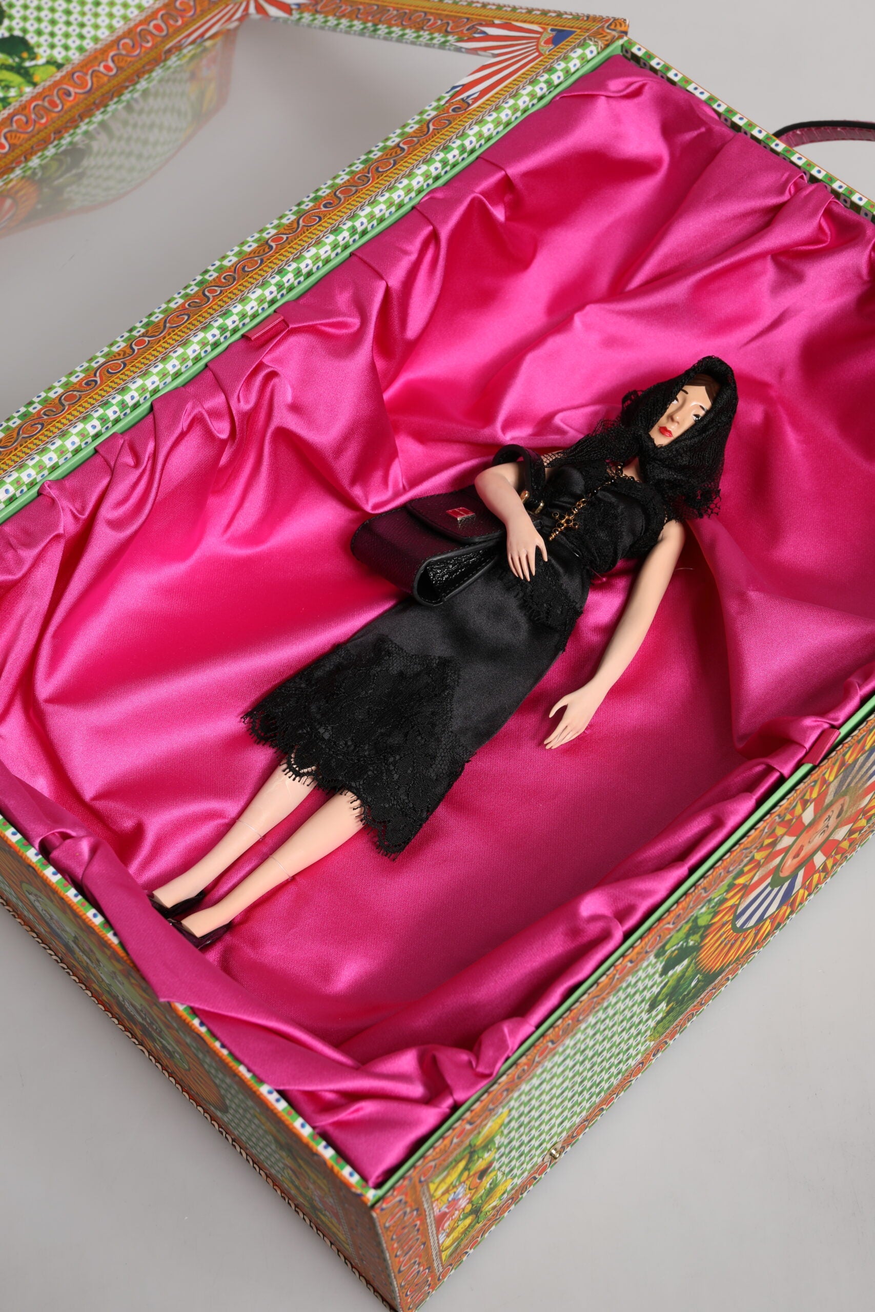 Dolce & Gabbana Black Dress Ceramic Porcelain Fashion Leather Sicily Doll LUNESCAPE