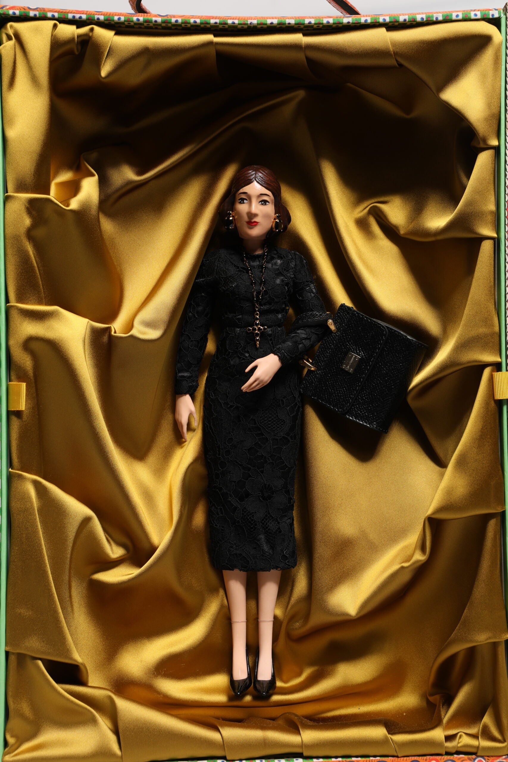 Dolce & Gabbana Black Dress Ceramic Porcelain Fashion Leather Sicily Doll LUNESCAPE