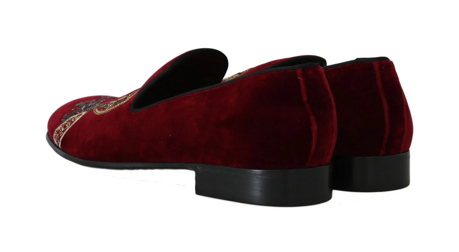 Dolce & Gabbana Bordeaux Velvet Loafers Gun Horseshoe Shoes LUNESCAPE