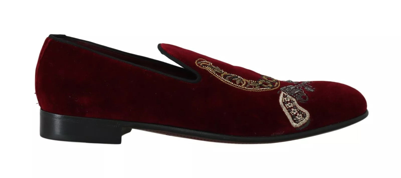 Dolce & Gabbana Bordeaux Velvet Loafers Gun Horseshoe Shoes LUNESCAPE