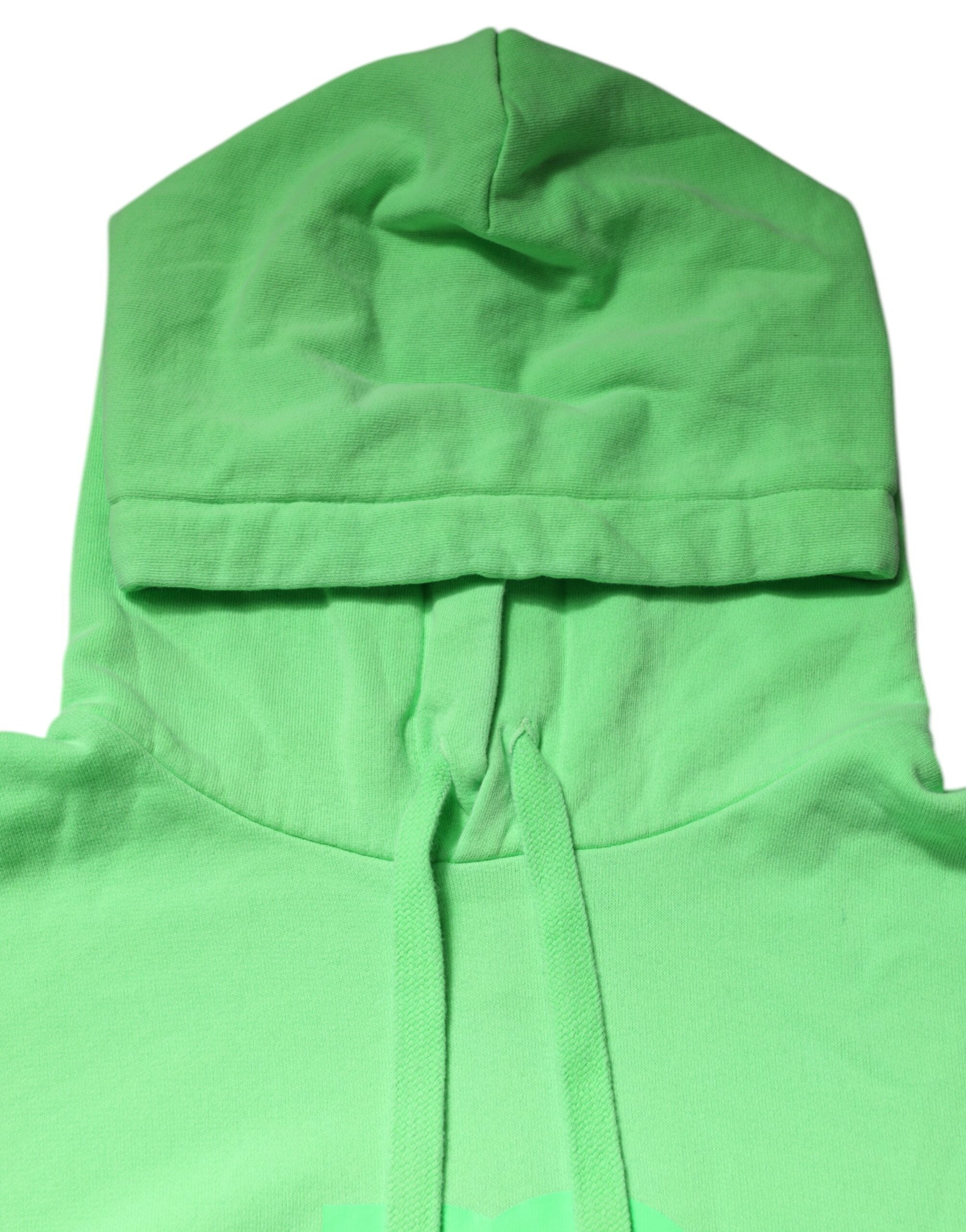Dolce & Gabbana Green Cotton DG Logo Print Hooded Sweater