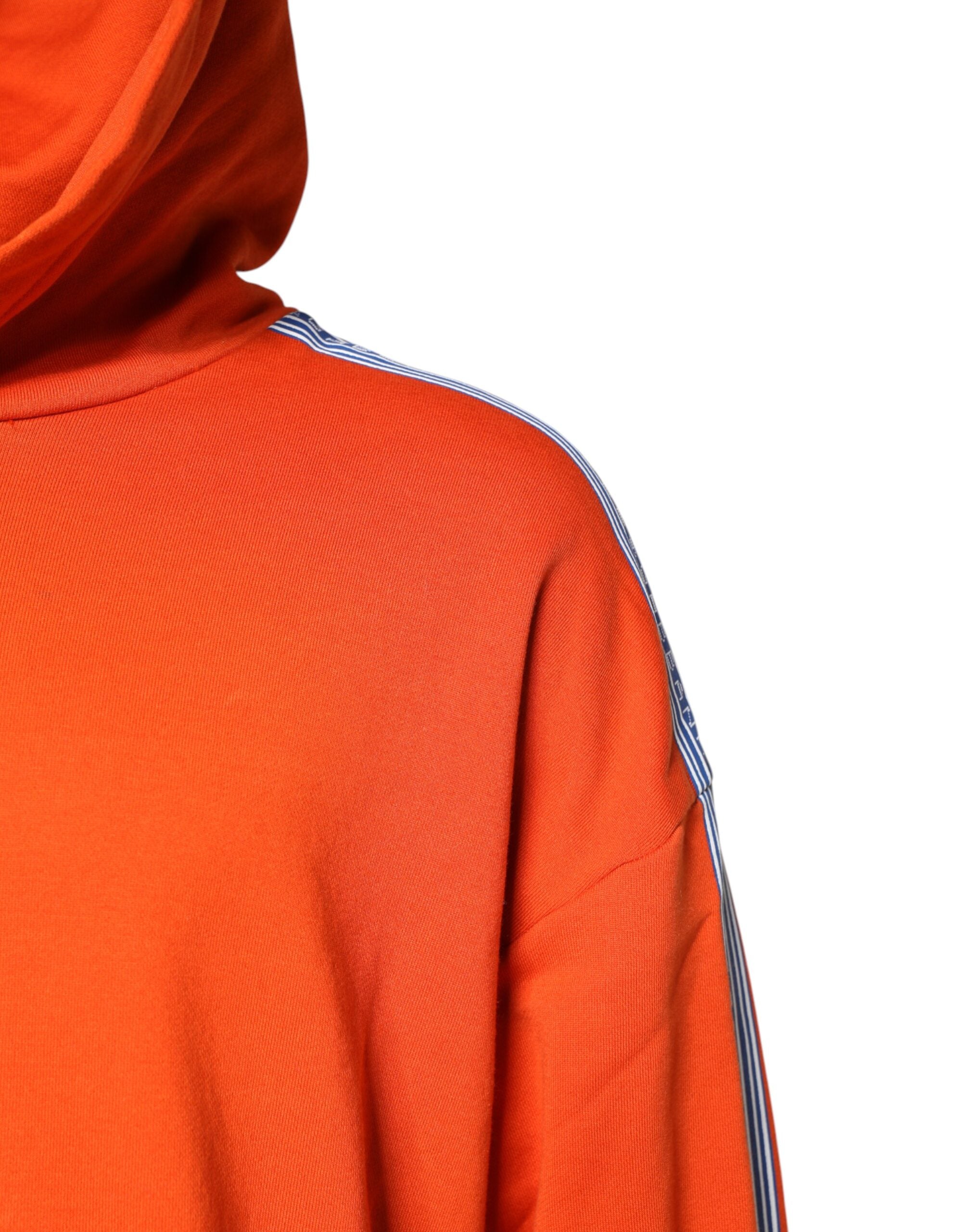 Dolce & Gabbana Orange Cotton Hooded Men Sweatshirt Sweater