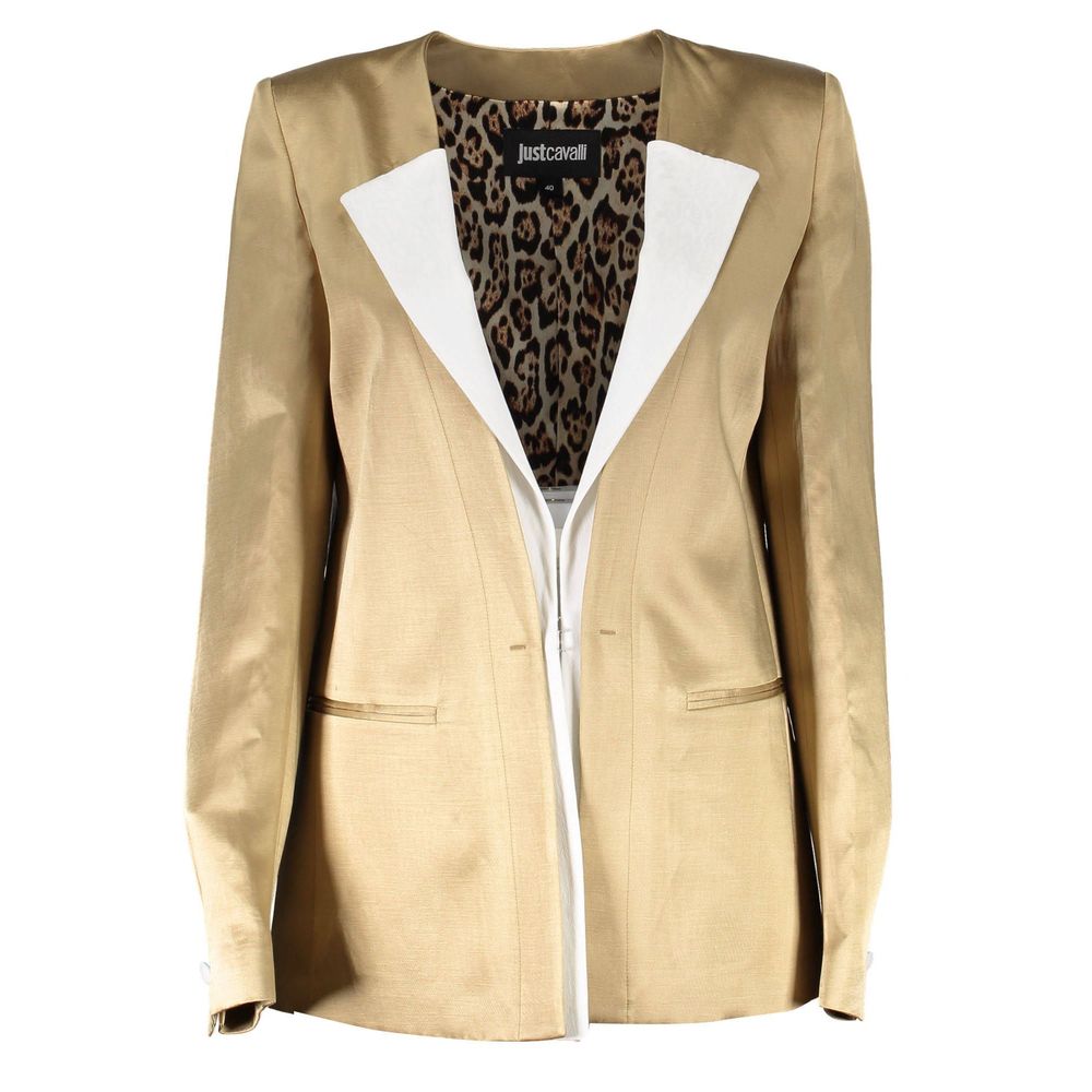 Just Cavalli Gold Linen Women Jacket