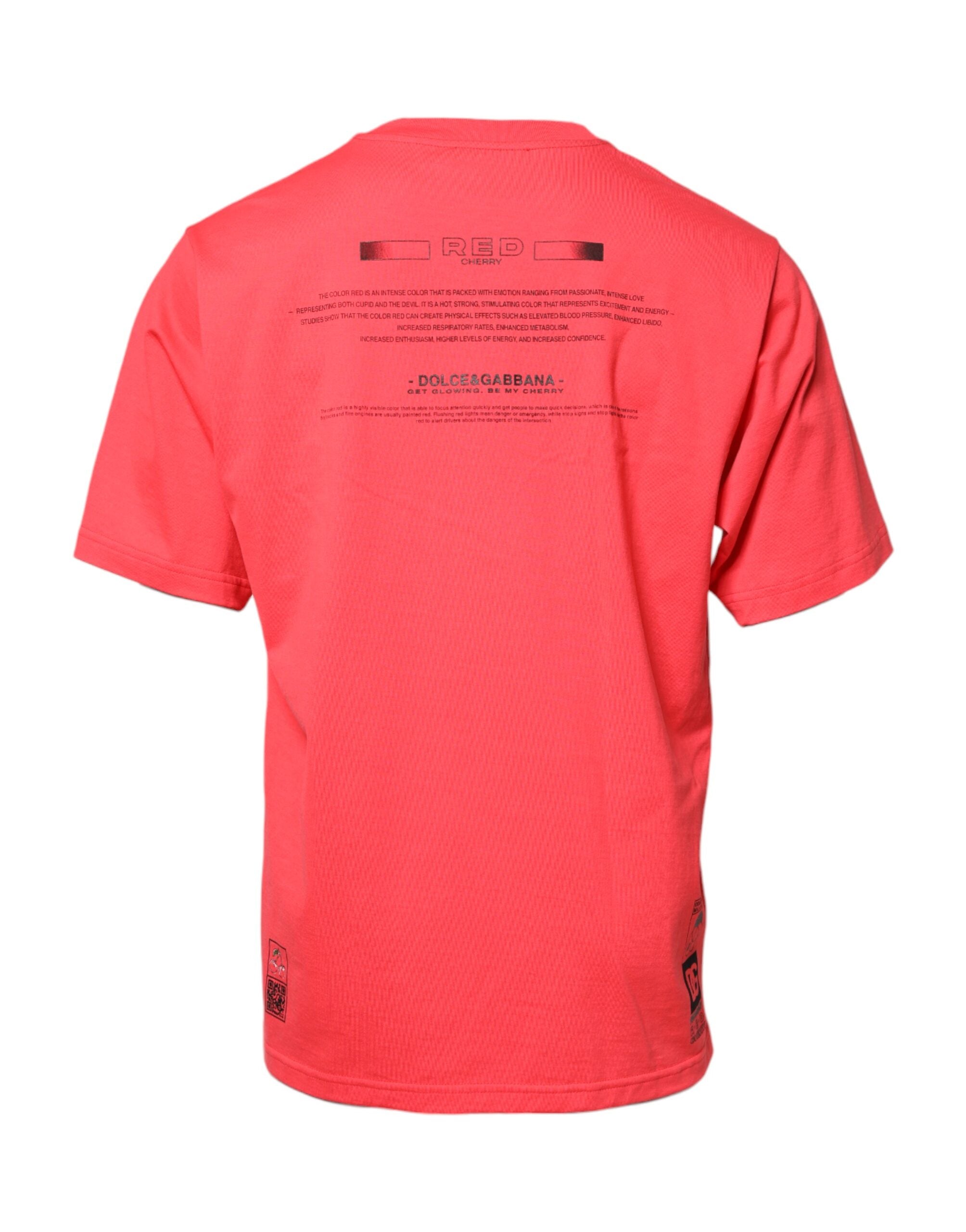 Dolce & Gabbana Red Cotton Lettering Print Crew Neck T-shirt