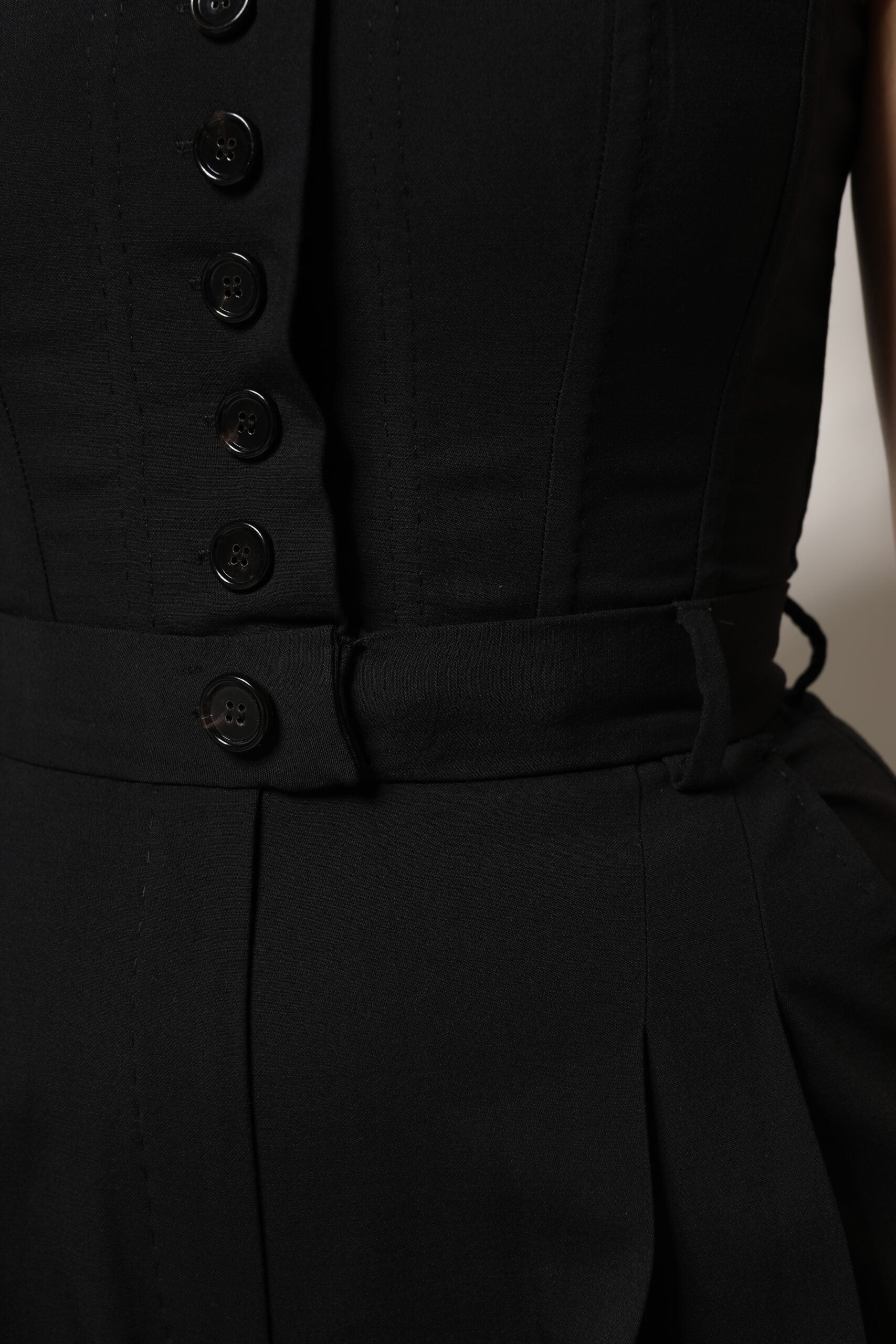 Dolce & Gabbana Black Wool Strapless Romper Jumpsuit
