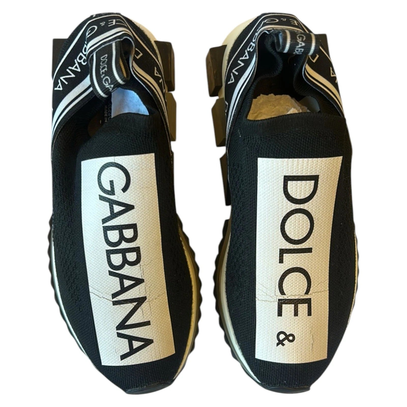 Dolce & Gabbana Black White Slip-On Sorrento Sneakers LUNESCAPE