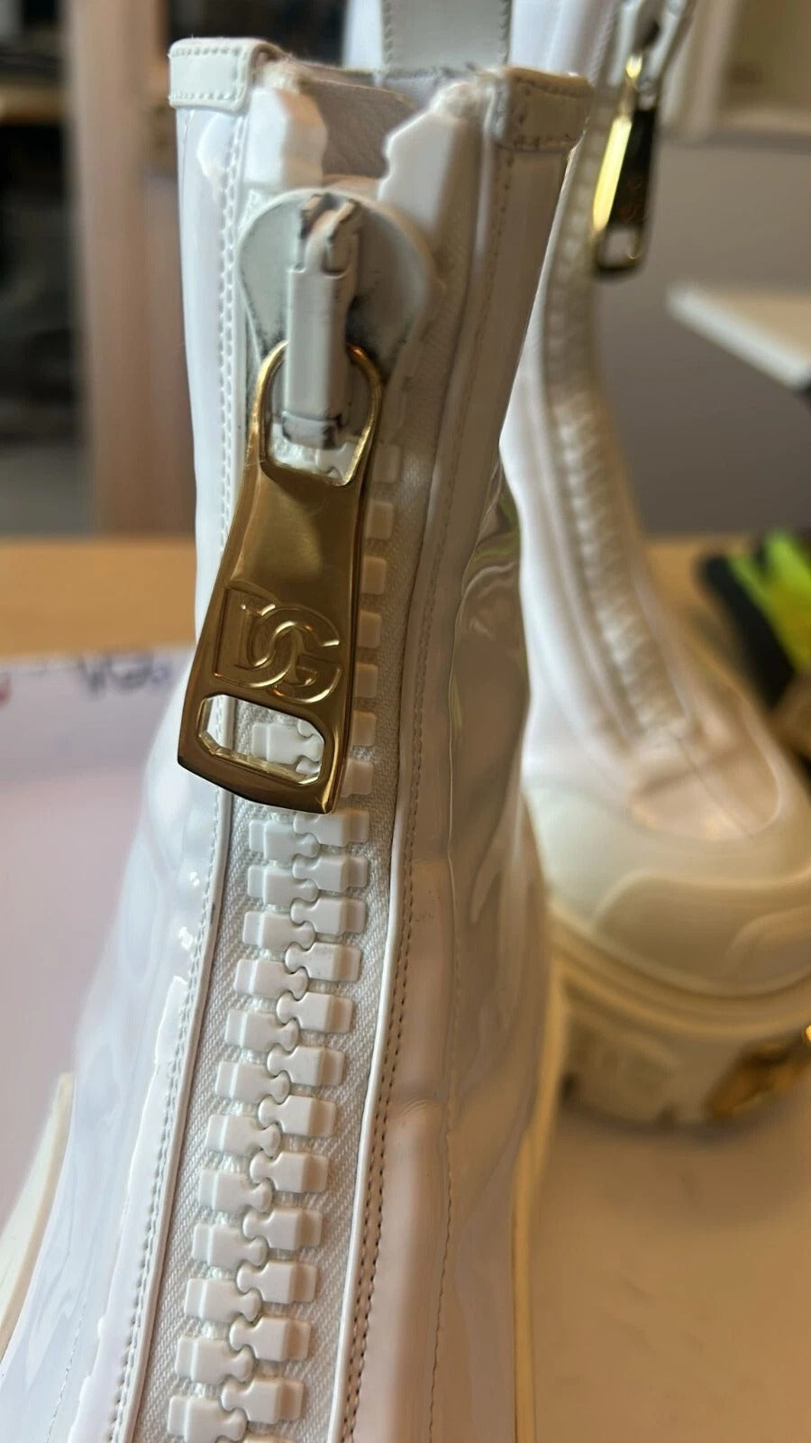 Dolce & Gabbana White Leather Rubber Logo Ankle Boots Shoes