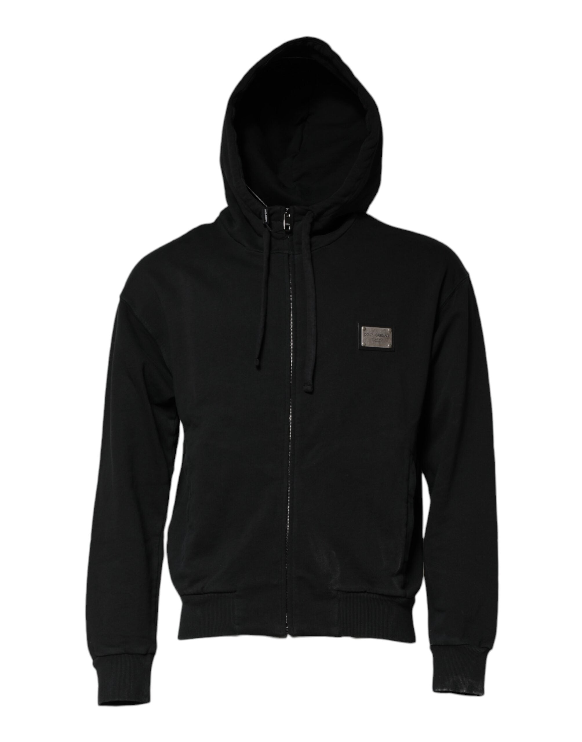 Dolce & Gabbana Black Logo Full Zip Hooded Men Sweatshirt Sweater