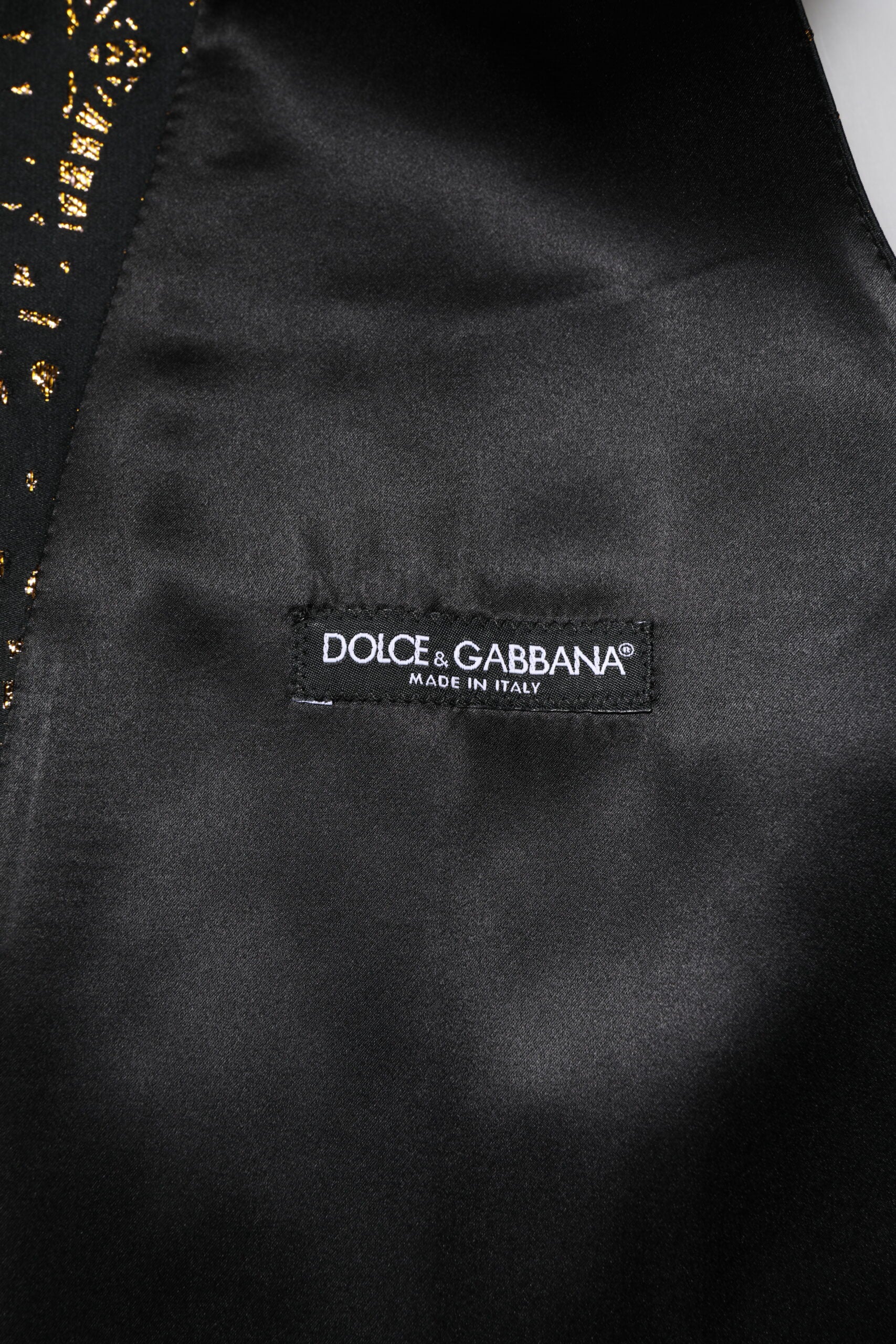 Dolce & Gabbana Black Lurex Dress Formal Men Waistcoat Vest