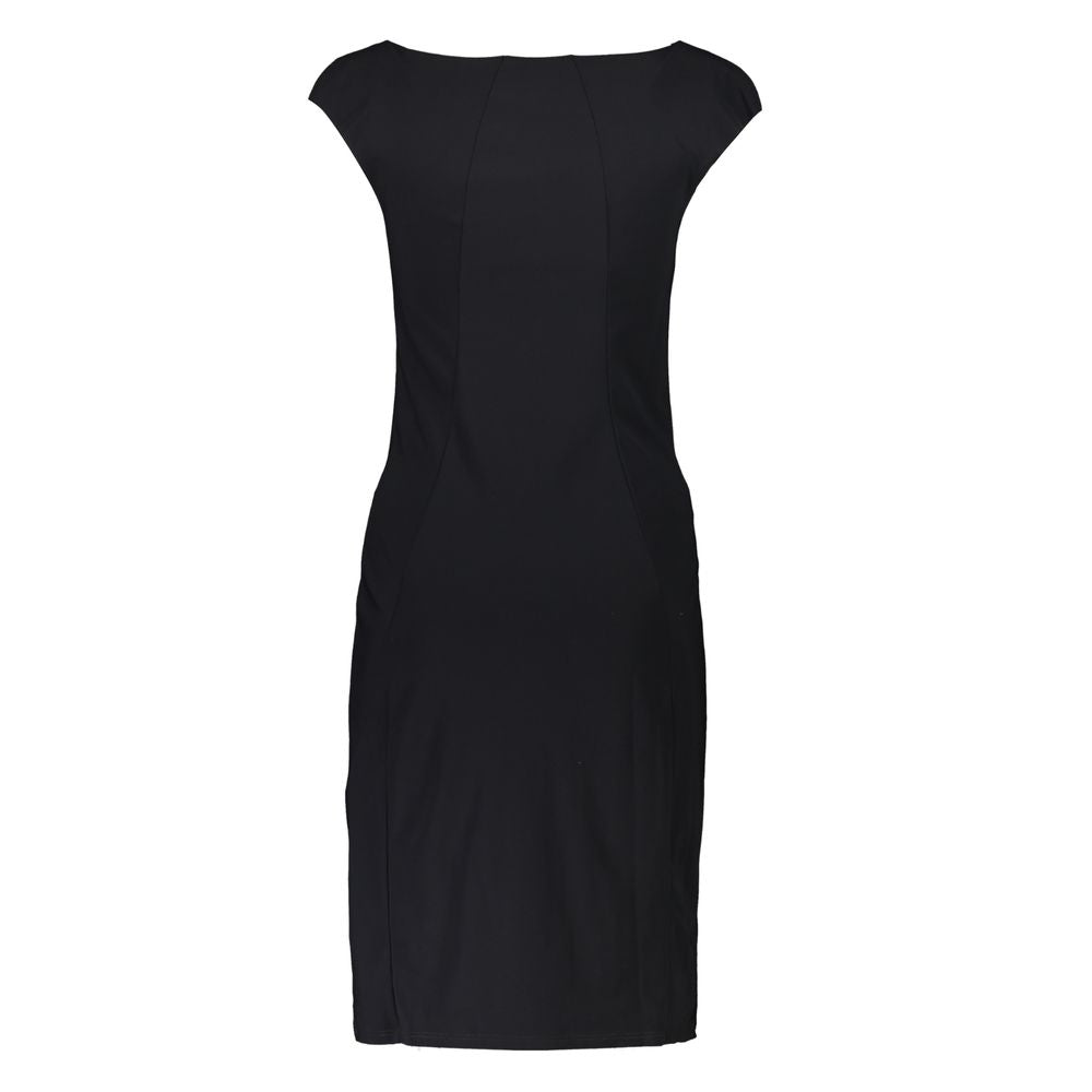 Patrizia Pepe Elegant Black Boat Neck Dress with Wide Straps LUNESCAPE