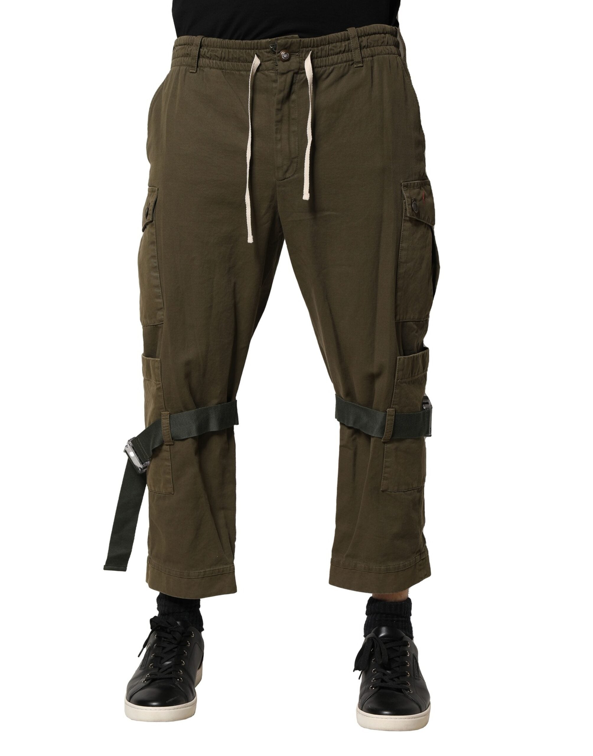 Dolce & Gabbana Brown Cotton Cargo Drawstring Pants LUNESCAPE
