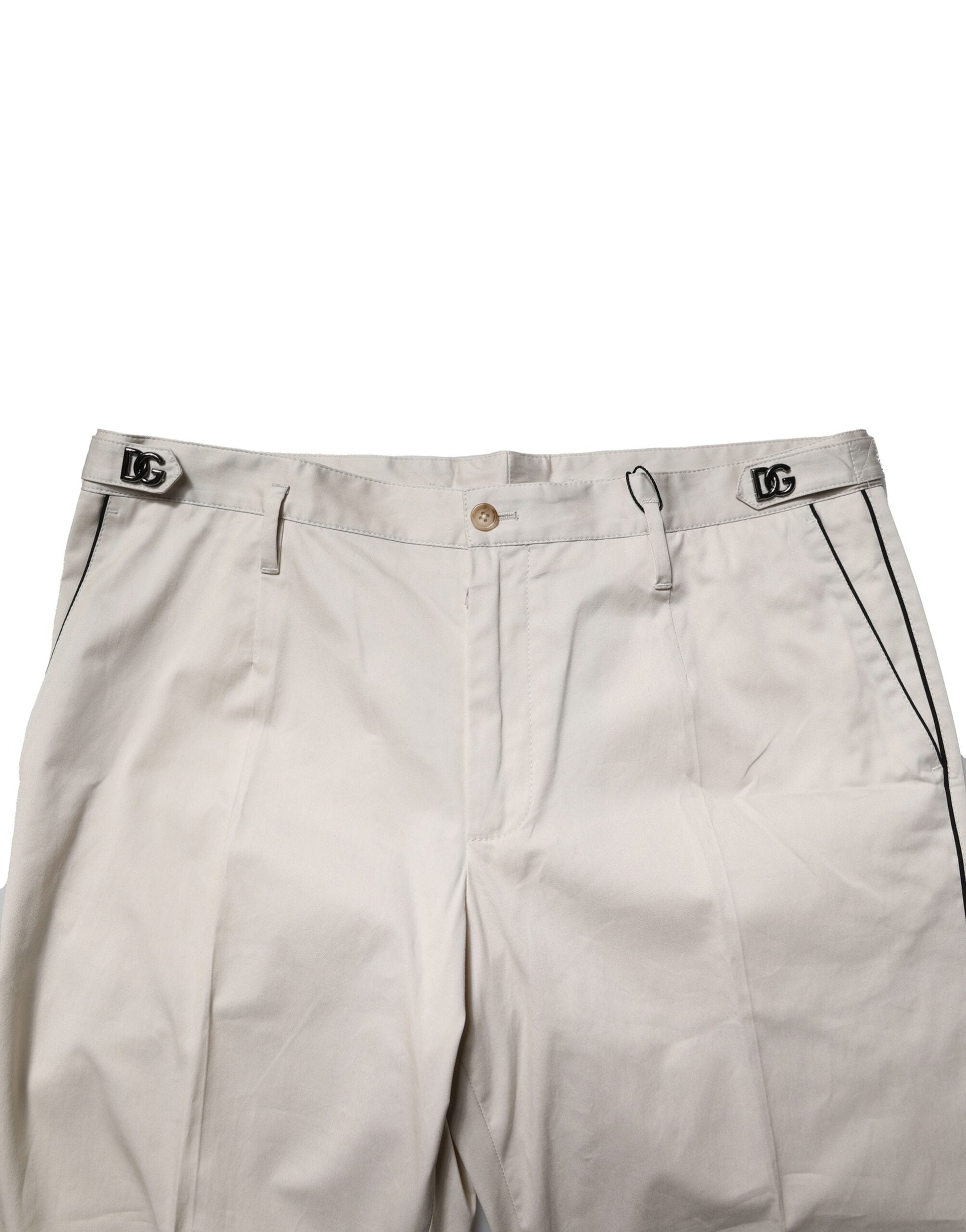 Dolce & Gabbana White Cotton Dress Slim Formal Pants