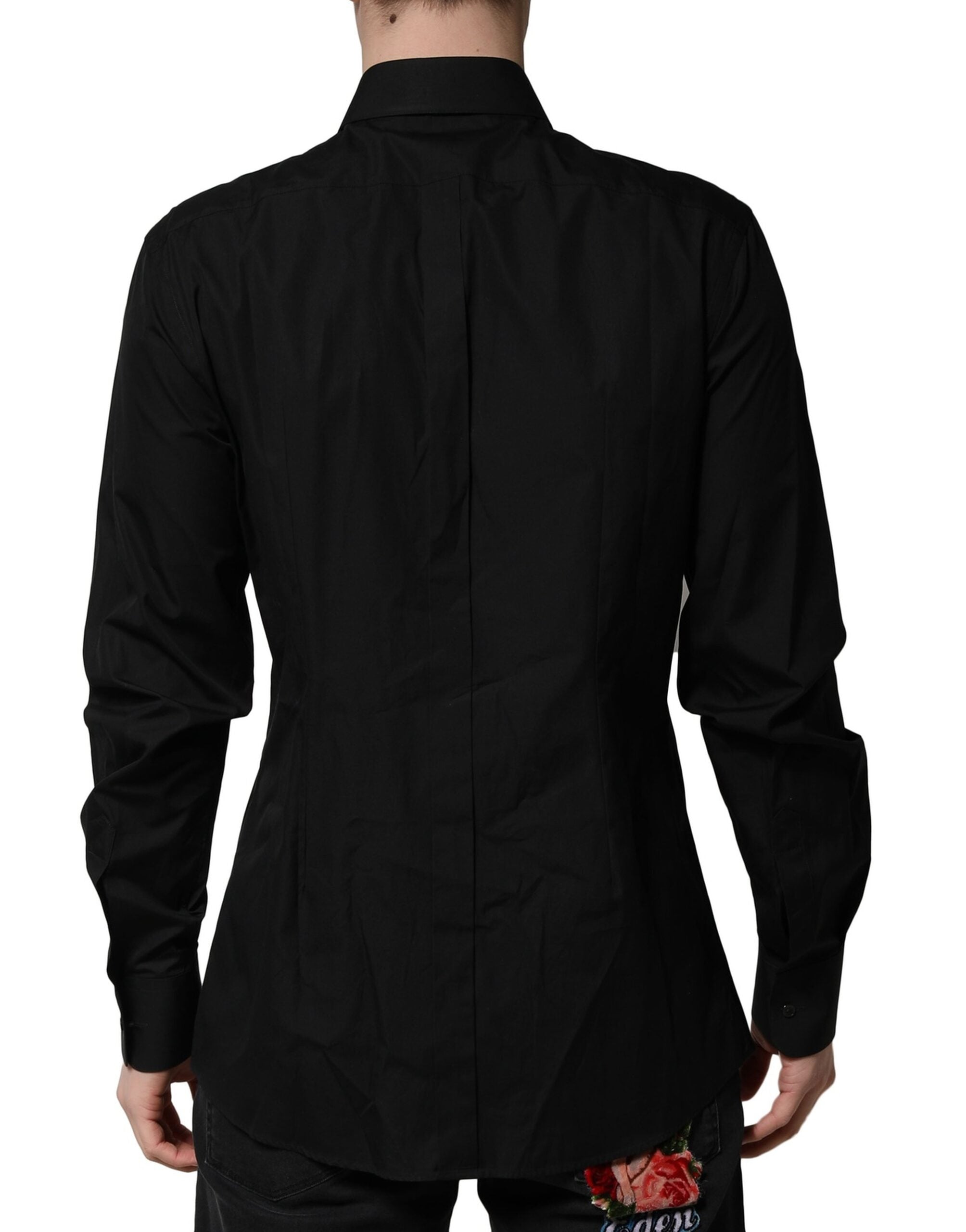 Dolce & Gabbana Black Crystal GOLD Formal Men Dress Shirt