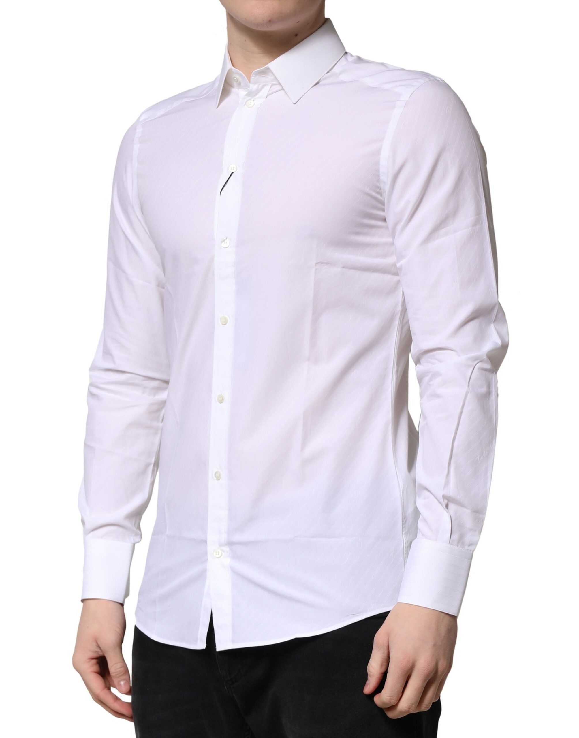 Dolce & Gabbana White MARTINI Long Sleeves Dress Formal Shirt