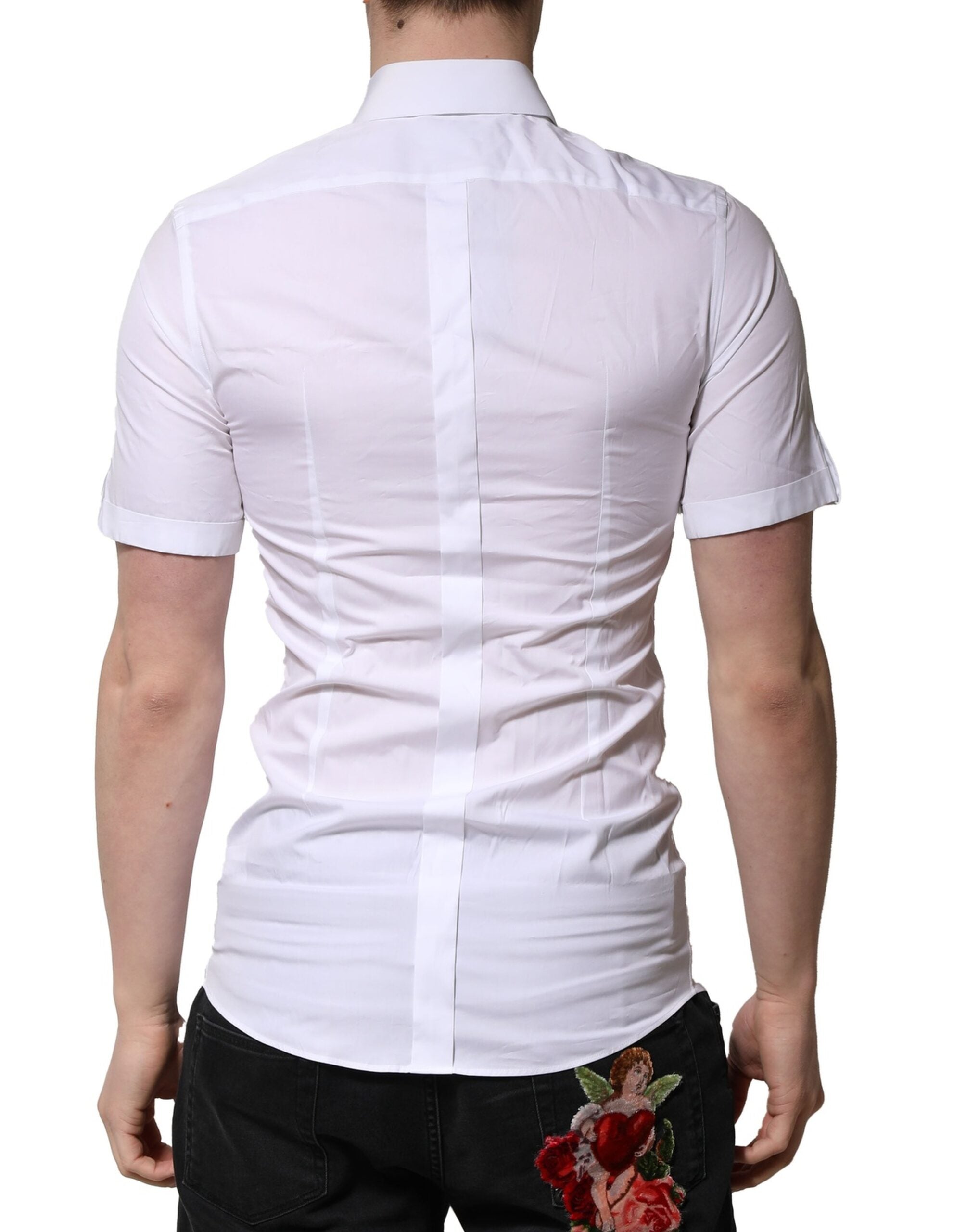 Dolce & Gabbana White Cotton Short Sleeves Casual Shirt
