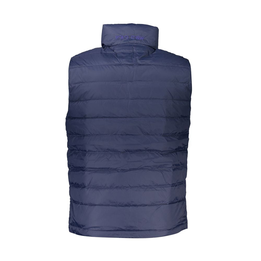 La Martina Sleek Sleeveless Embroidered Blue Jacket LUNESCAPE