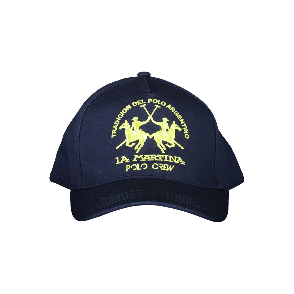 La Martina Blue Cotton Men Baseball Cap