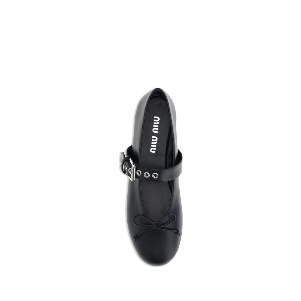 Miu Miu Leather Mary Jane Ballerinas