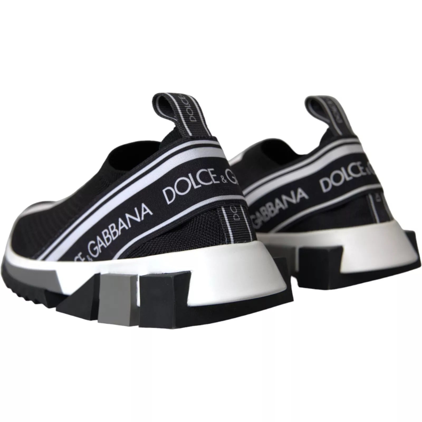 Dolce & Gabbana Black White Slip-On Sorrento Sneakers