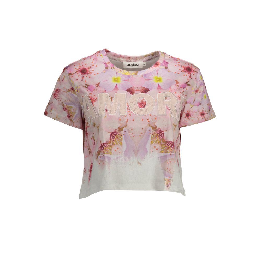Desigual Pink Cotton Women T-Shirt LUNESCAPE