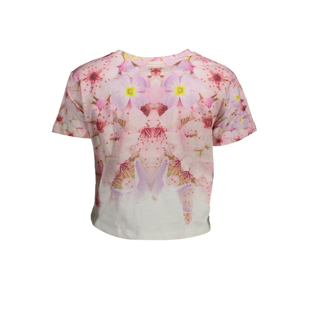 Desigual Pink Cotton Women T-Shirt LUNESCAPE