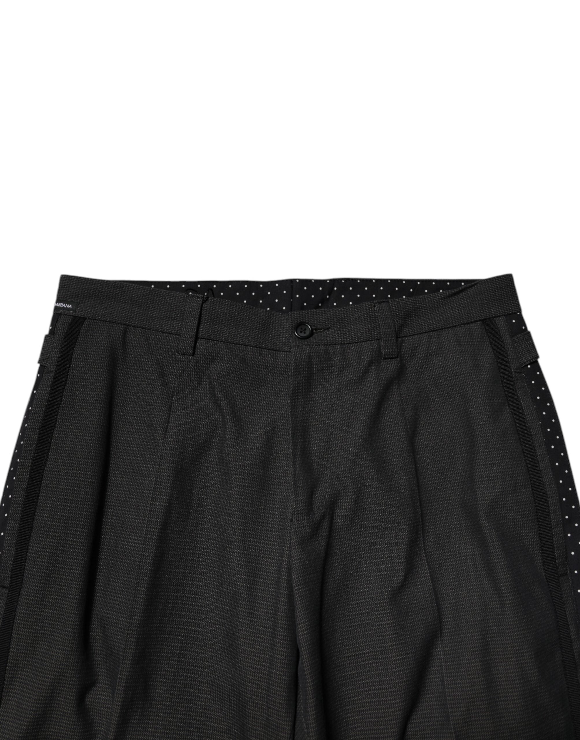 Dolce & Gabbana Gray Cotton Patterned Formal Pants