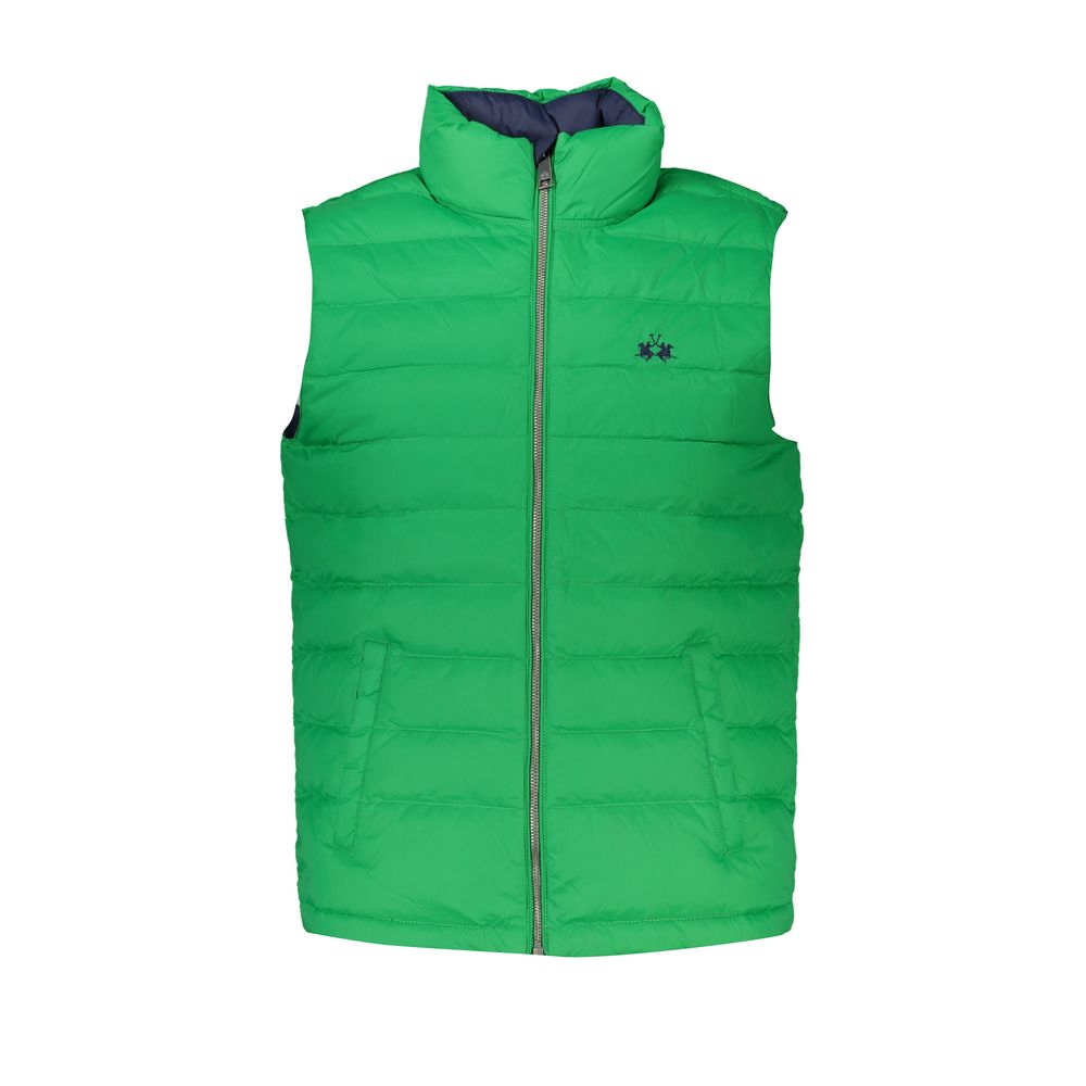 La Martina Sleek Sleeveless Green Jacket with Embroidery LUNESCAPE