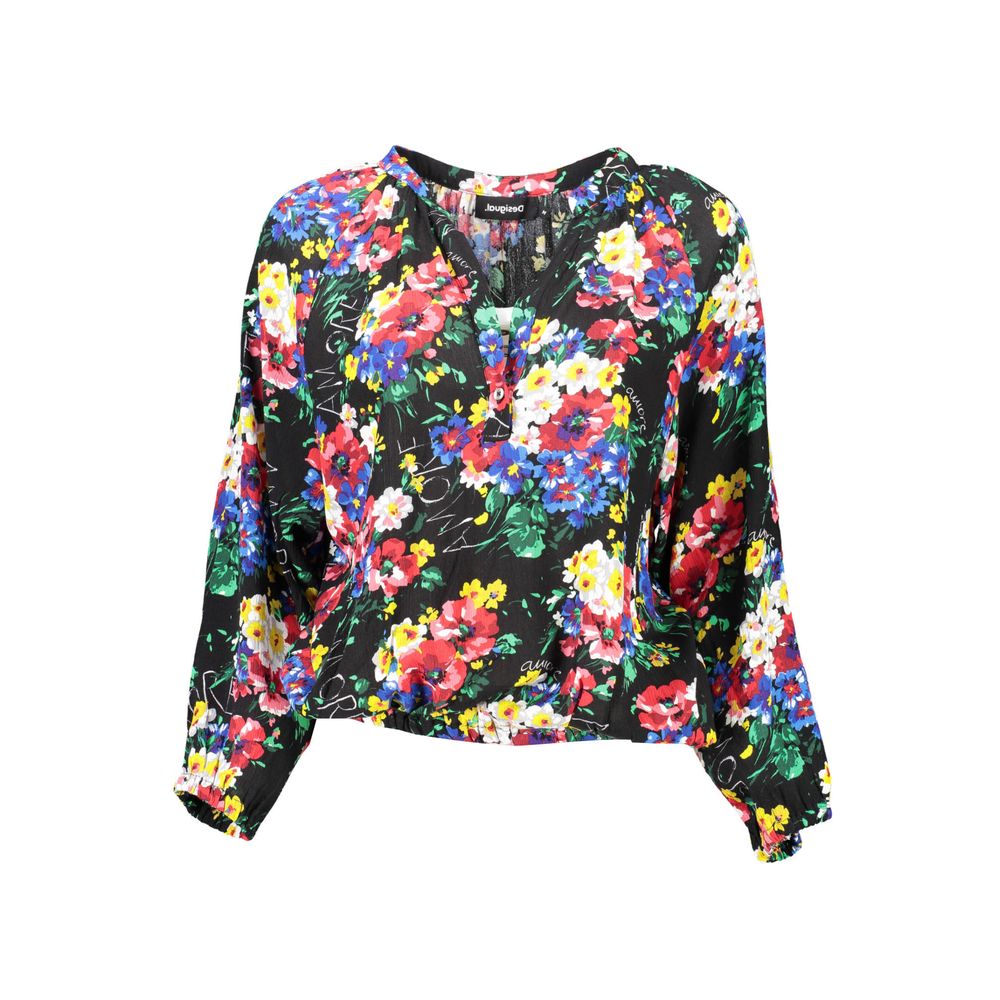 Desigual Black Viscose Women Top LUNESCAPE