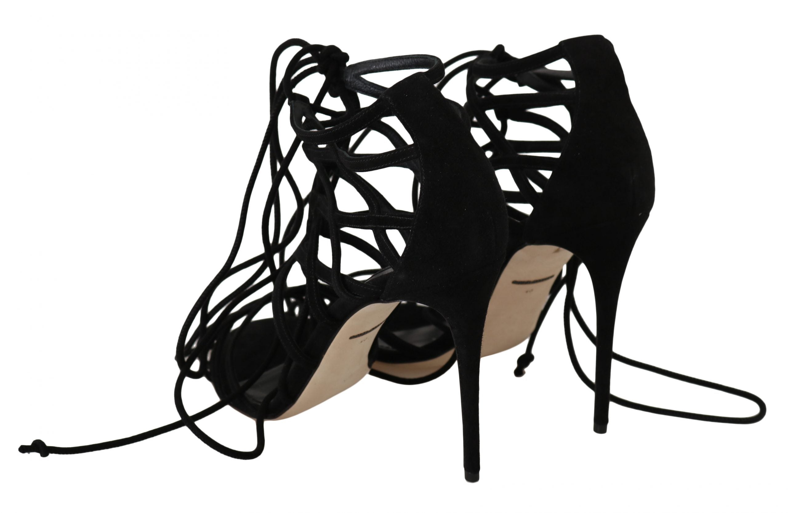 Dolce & Gabbana Black Suede Strap Stilettos Sandals LUNESCAPE