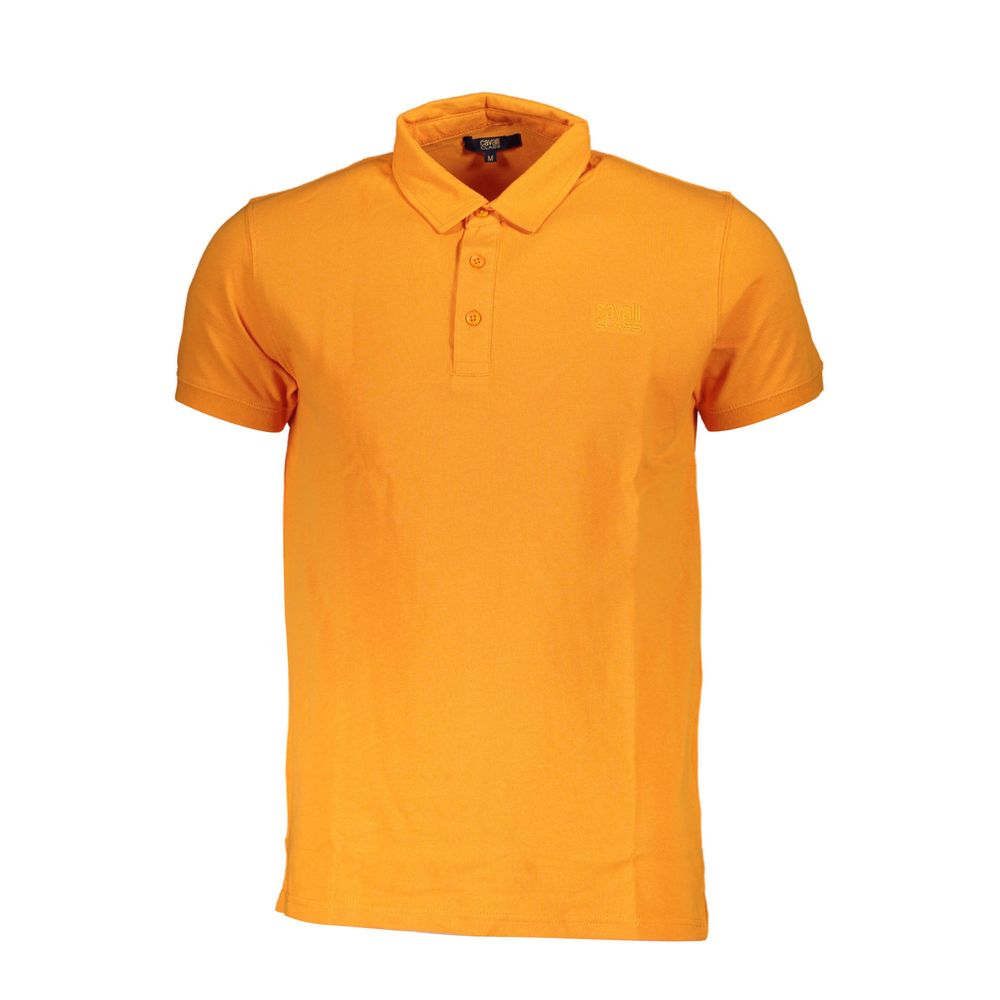 Cavalli Class Orange Cotton Men Polo Shirt LUNESCAPE