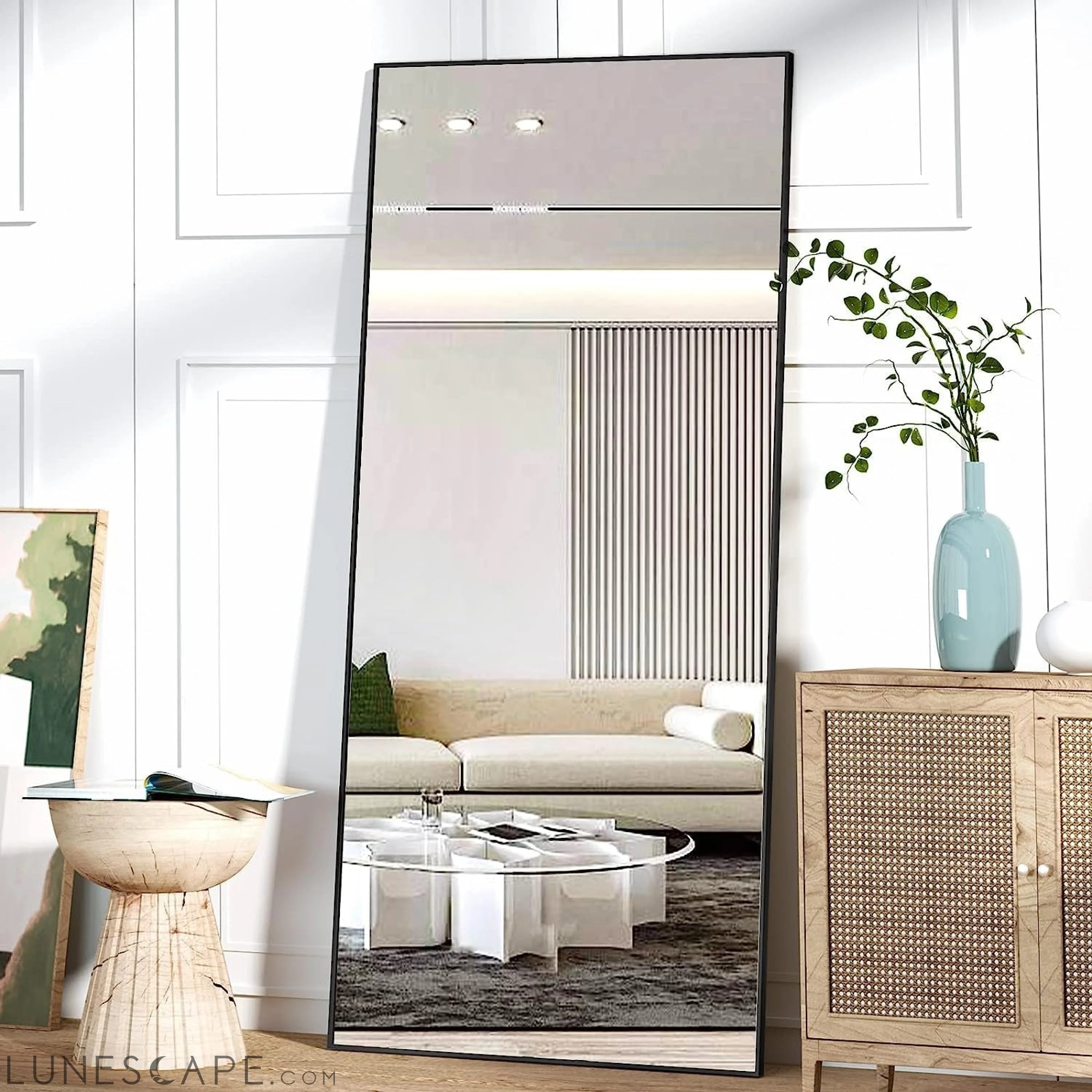 76″X34″ Black Full Length Mirror Standing Hanging or Leaning against LUNESCAPE