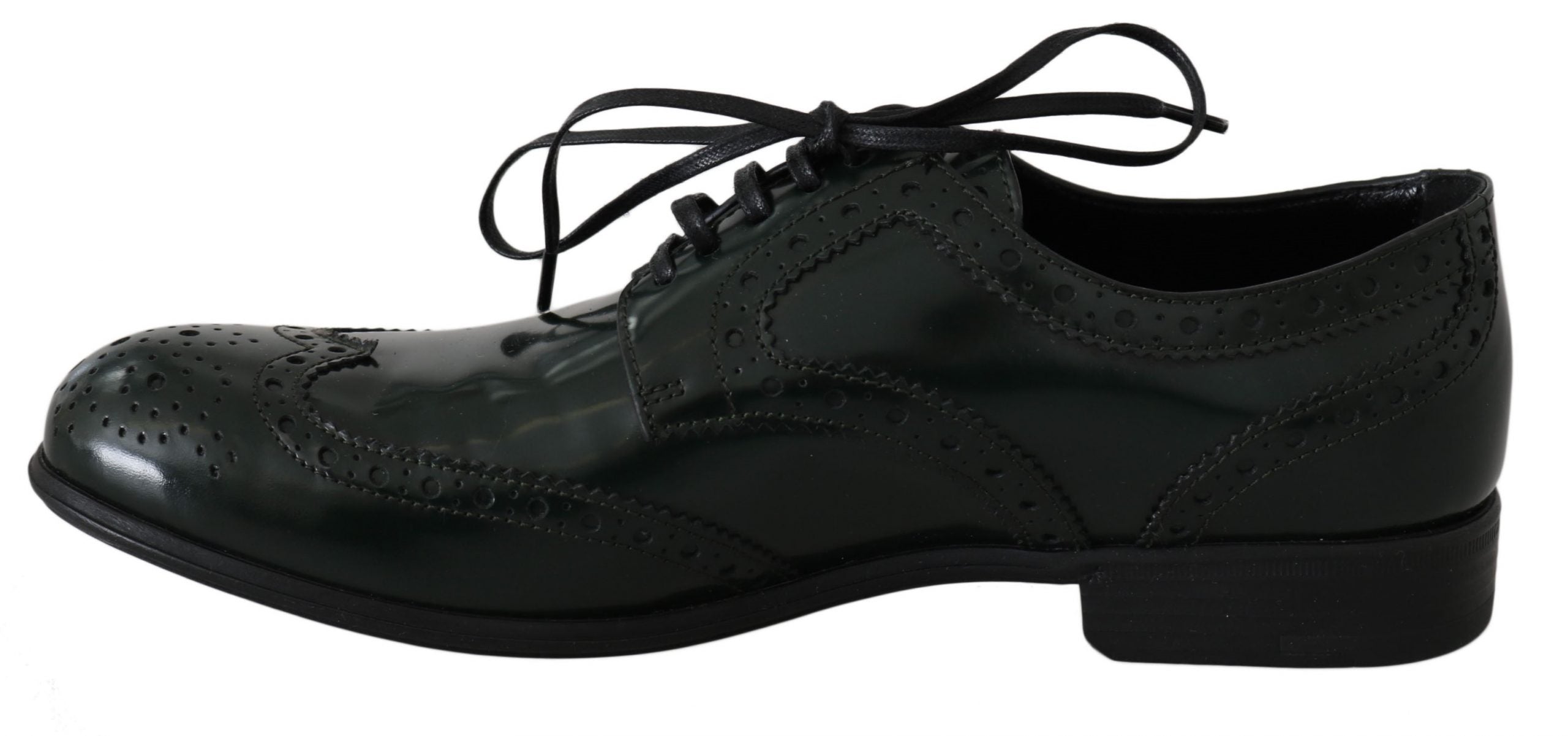 Dolce & Gabbana Green Leather Broque Oxford Wingtip Shoes LUNESCAPE