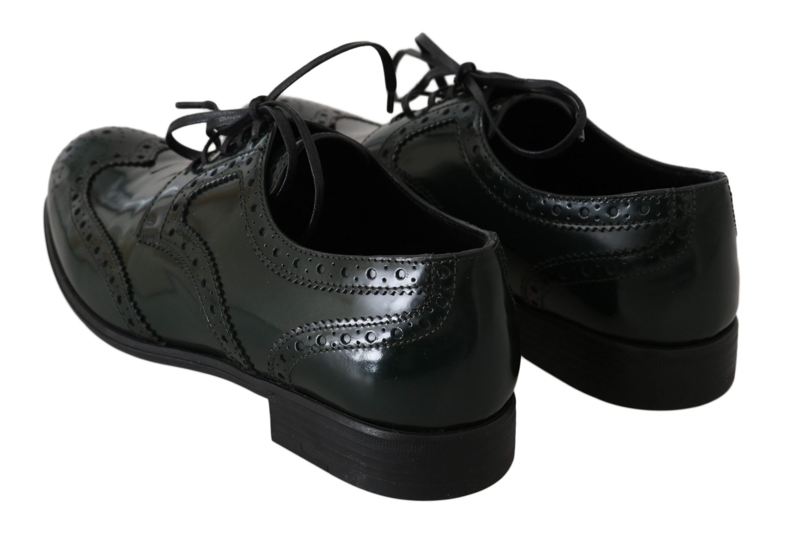 Dolce & Gabbana Green Leather Broque Oxford Wingtip Shoes LUNESCAPE