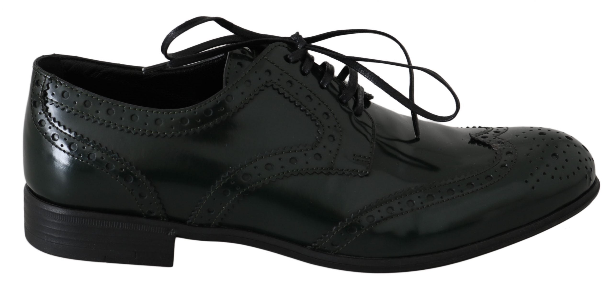 Dolce & Gabbana Green Leather Broque Oxford Wingtip Shoes LUNESCAPE