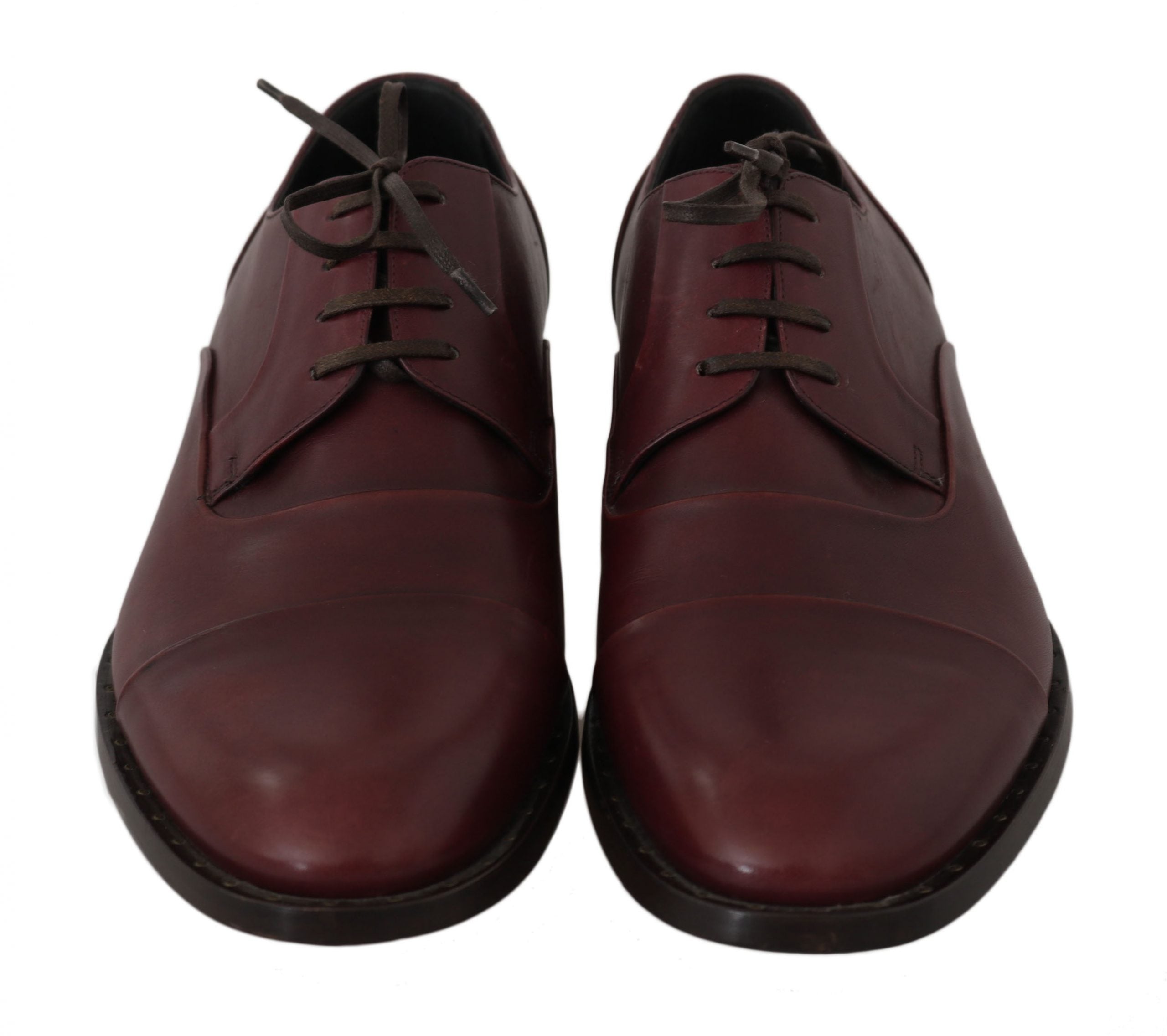 Dolce & Gabbana Red Bordeaux Leather Derby Formal Shoes LUNESCAPE