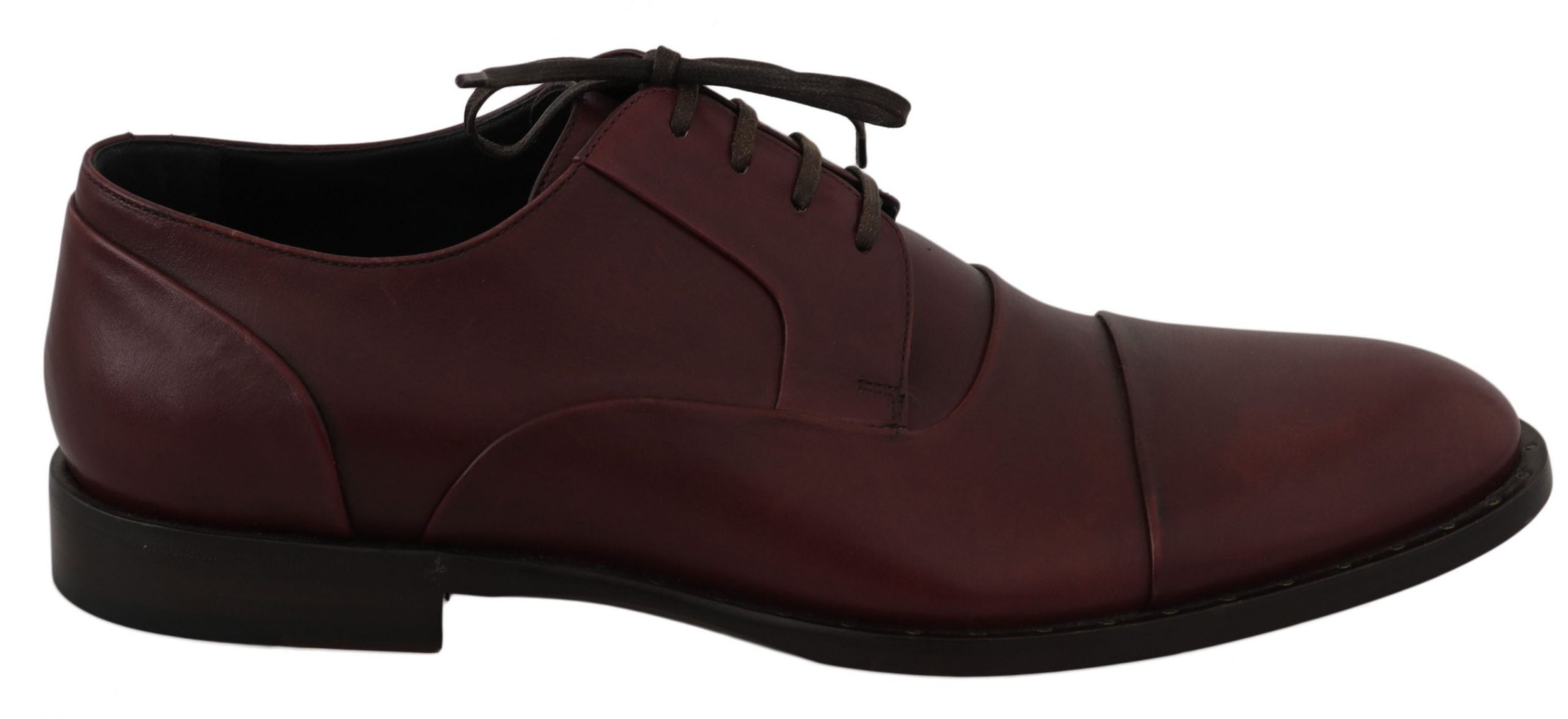 Dolce & Gabbana Red Bordeaux Leather Derby Formal Shoes LUNESCAPE