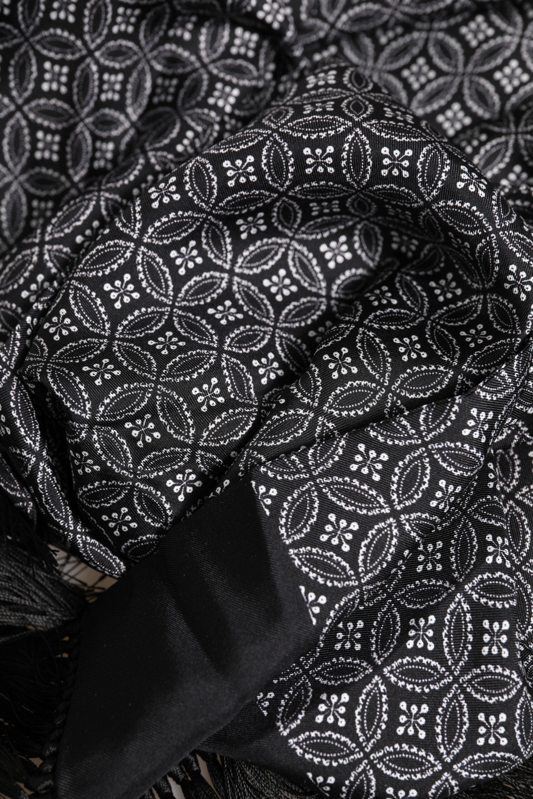 Dolce & Gabbana Black Patterned Fringes Men Foulard Scarf