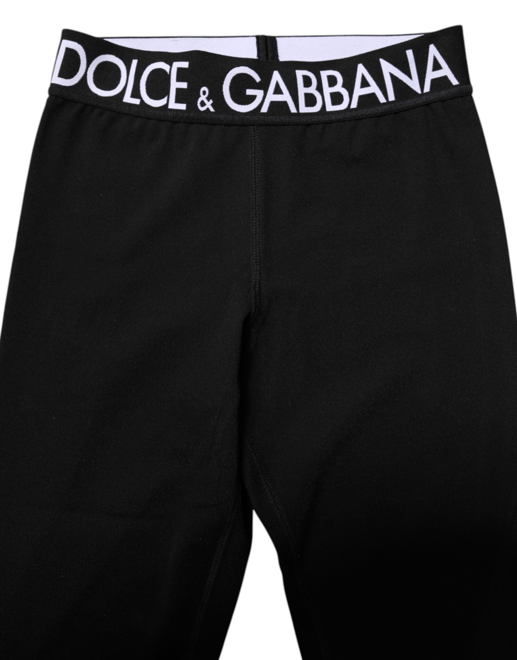 Dolce & Gabbana Black Silver Nylon Skinny Men Leggings